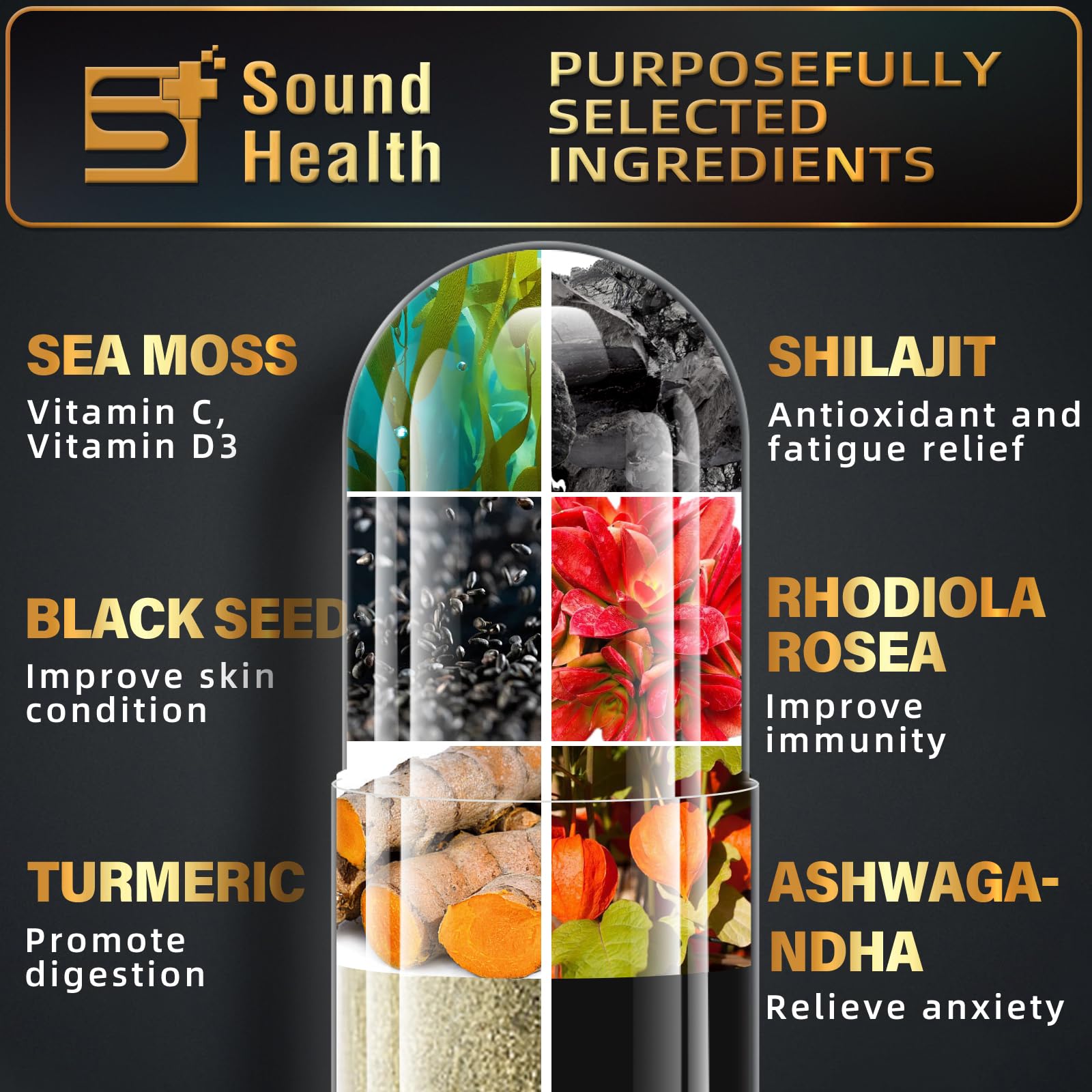 Sea Moss Capsules with Ashwagandha, Turmeric, Bladderwrack, Vitamins C & D for Natural Energy, Sleep Support & Hair Growth, 1200mg Herbal Blend, for Man & Women, Third-Party Tested，16-in-1 Supplement - dailyvitalstore