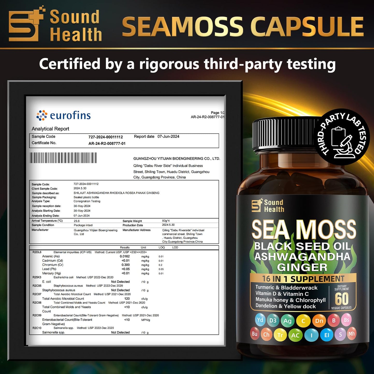 Sea Moss Capsules with Ashwagandha, Turmeric, Bladderwrack, Vitamins C & D for Natural Energy, Sleep Support & Hair Growth, 1200mg Herbal Blend, for Man & Women, Third-Party Tested，16-in-1 Supplement - dailyvitalstore