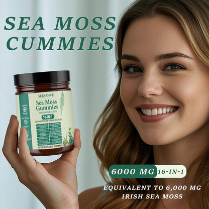 Sea Moss Gummies 16-in-1, with Black Seed Oil, Ashwagandha & Elderberry | Organic Irish Sea Moss Supplement for Men & Women | Daily Support with Manuka, Burdock Root & Vitamins C & D3, 30 Gummies - dailyvitalstore