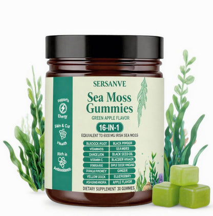 Sea Moss Gummies 16-in-1, with Black Seed Oil, Ashwagandha & Elderberry | Organic Irish Sea Moss Supplement for Men & Women | Daily Support with Manuka, Burdock Root & Vitamins C & D3, 30 Gummies - dailyvitalstore