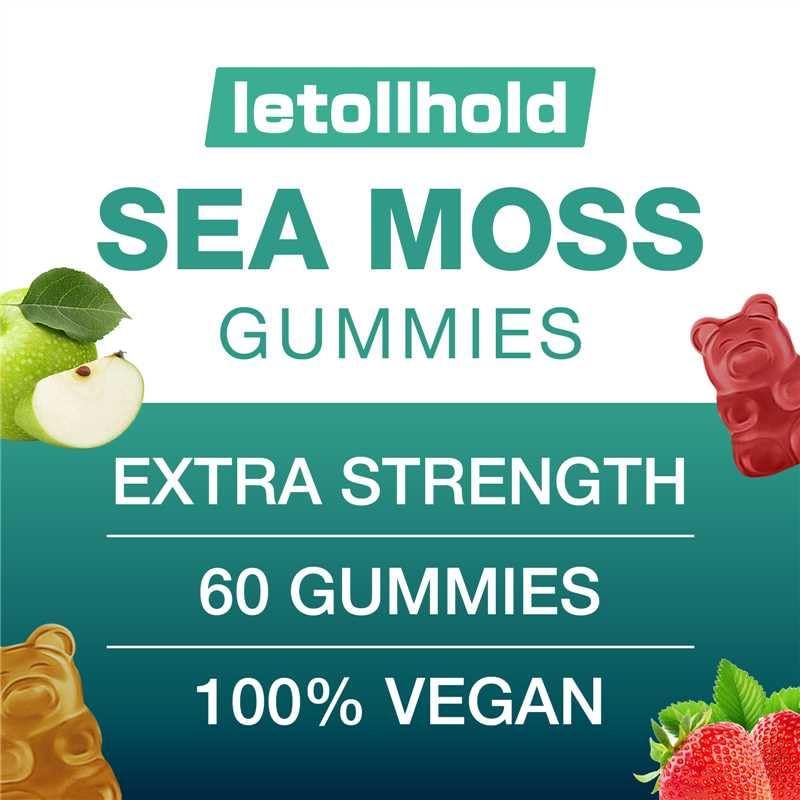 Sea Moss Gummies - Irish Sea Moss Gummies Advanced for Adults with Ashwagandha Bladderwrack & Burdock Root for Supports Immune，Energy - 60 Vegan Gummy,5PCS - dailyvitalstore