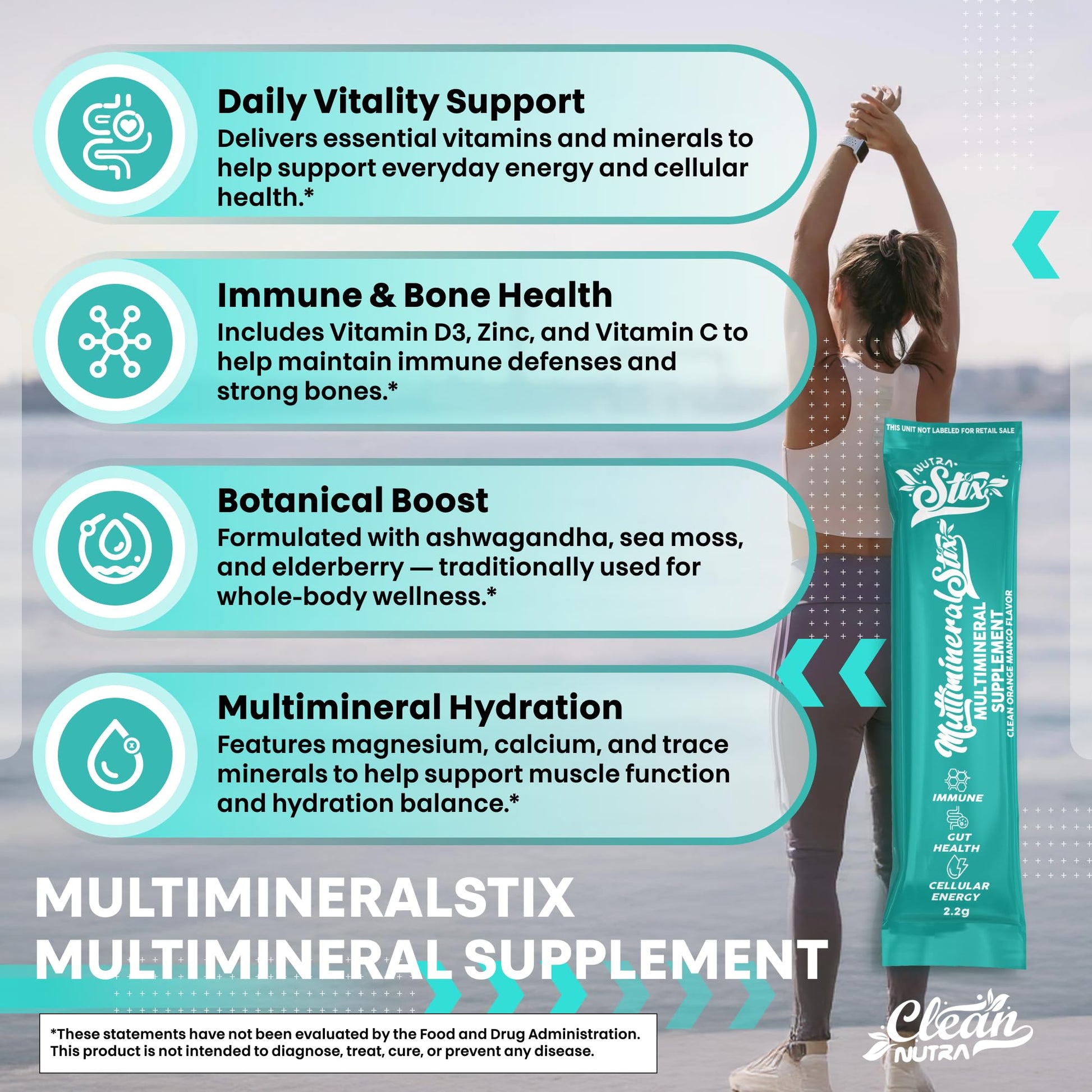 Sea Moss Powder Elderberry Ashwagandha Chlorella Manuka Honey VitaminD3 Vitamin C Zinc Spirulina Iodine Greens Detox Immune Support Sugar Free Hydration Powder Drink Mix – 20 Sticks - dailyvitalstore