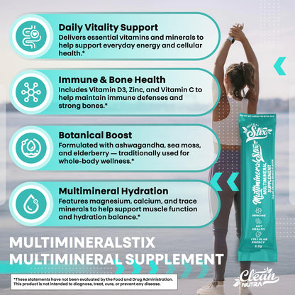 Sea Moss Powder Elderberry Ashwagandha Chlorella Manuka Honey VitaminD3 Vitamin C Zinc Spirulina Iodine Greens Detox Immune Support Sugar Free Hydration Powder Drink Mix – 20 Sticks - dailyvitalstore