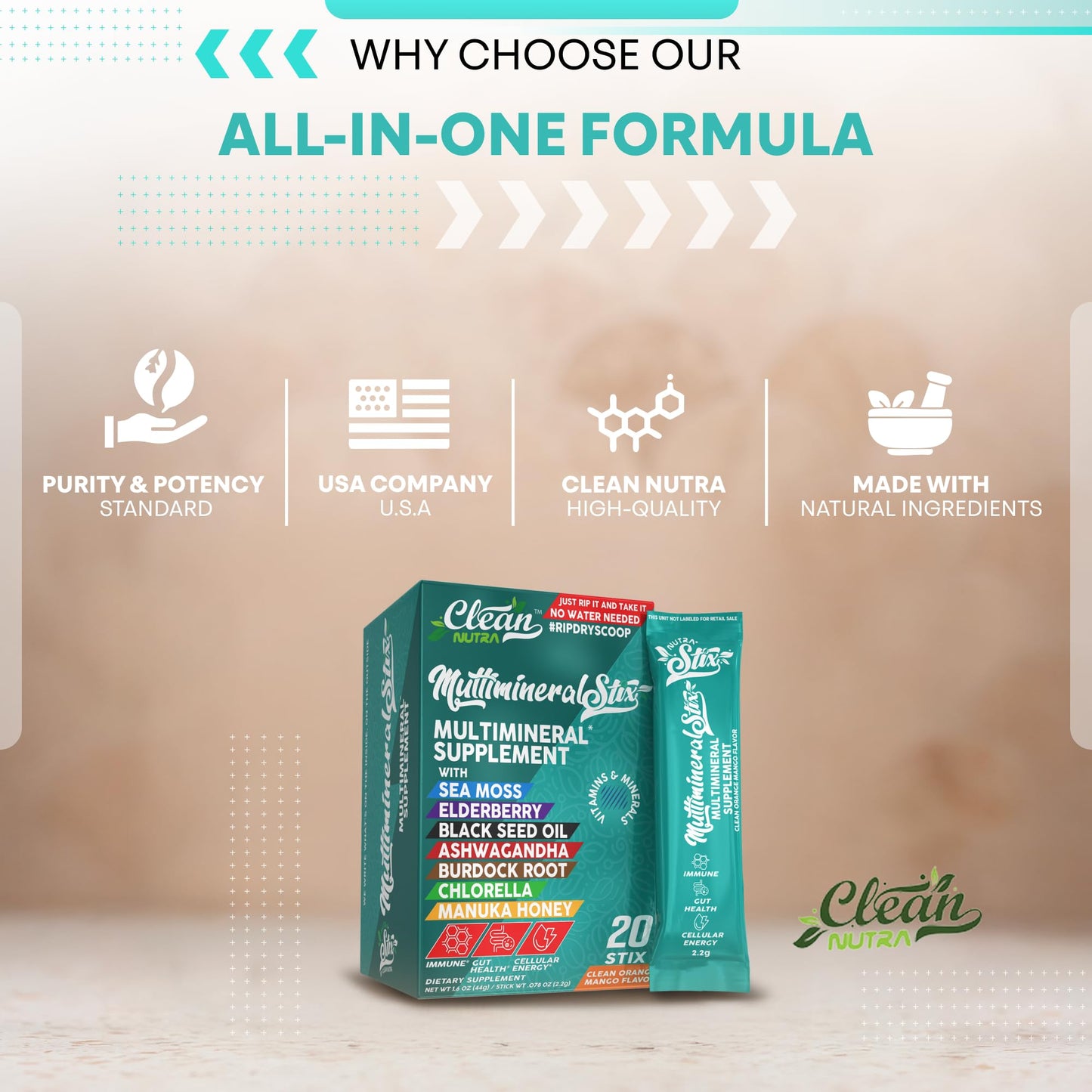 Sea Moss Powder Elderberry Ashwagandha Chlorella Manuka Honey VitaminD3 Vitamin C Zinc Spirulina Iodine Greens Detox Immune Support Sugar Free Hydration Powder Drink Mix – 20 Sticks - dailyvitalstore