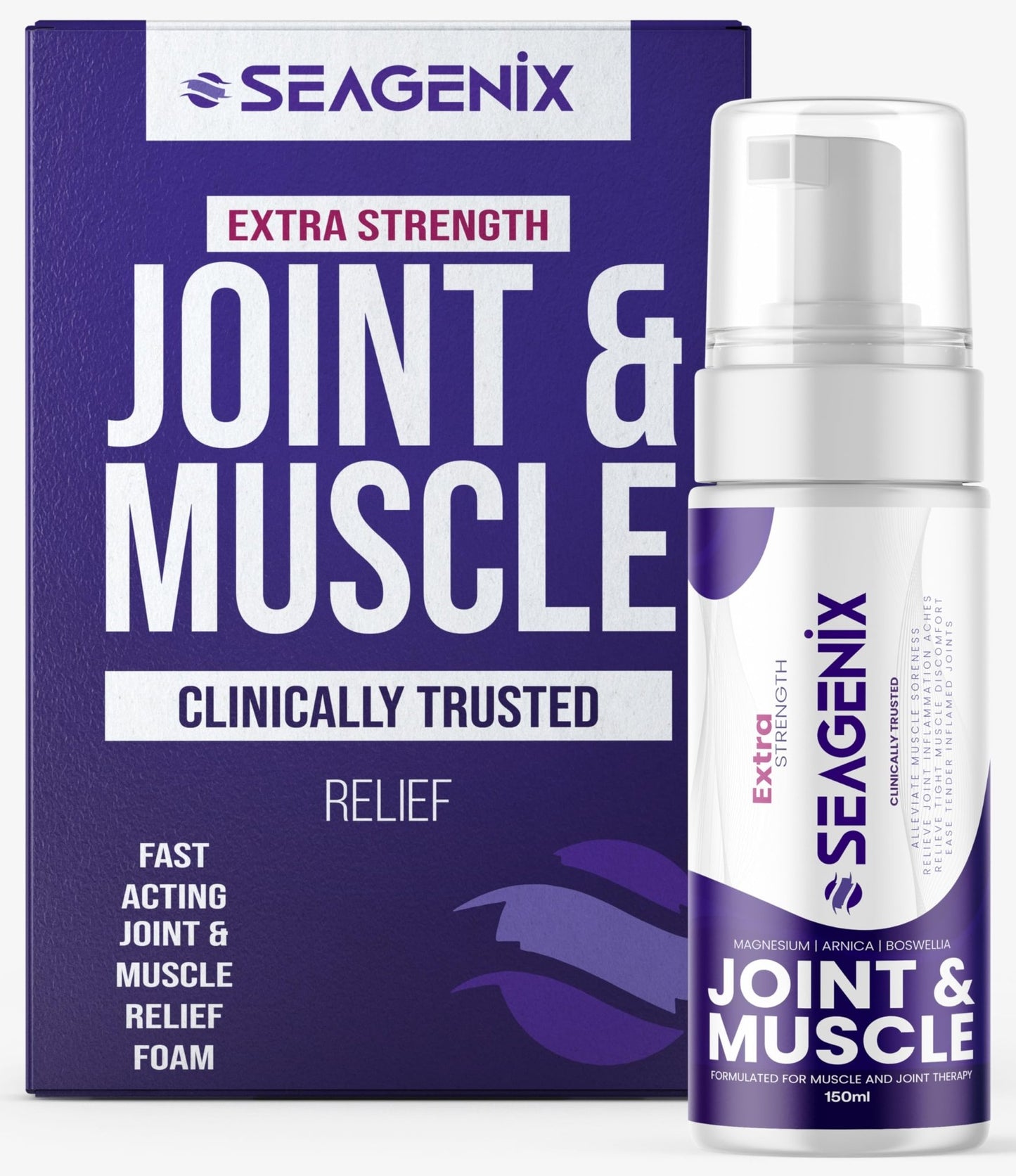 Seagenix Extra Strength Muscle + Joint Foam - Magnesium | Boswellia | Arnica | Formula - Joint and Muscle Relief – Ease Inflamed Joints and Muscles - All Natural – Joints + Muscle Relief - dailyvitalstore