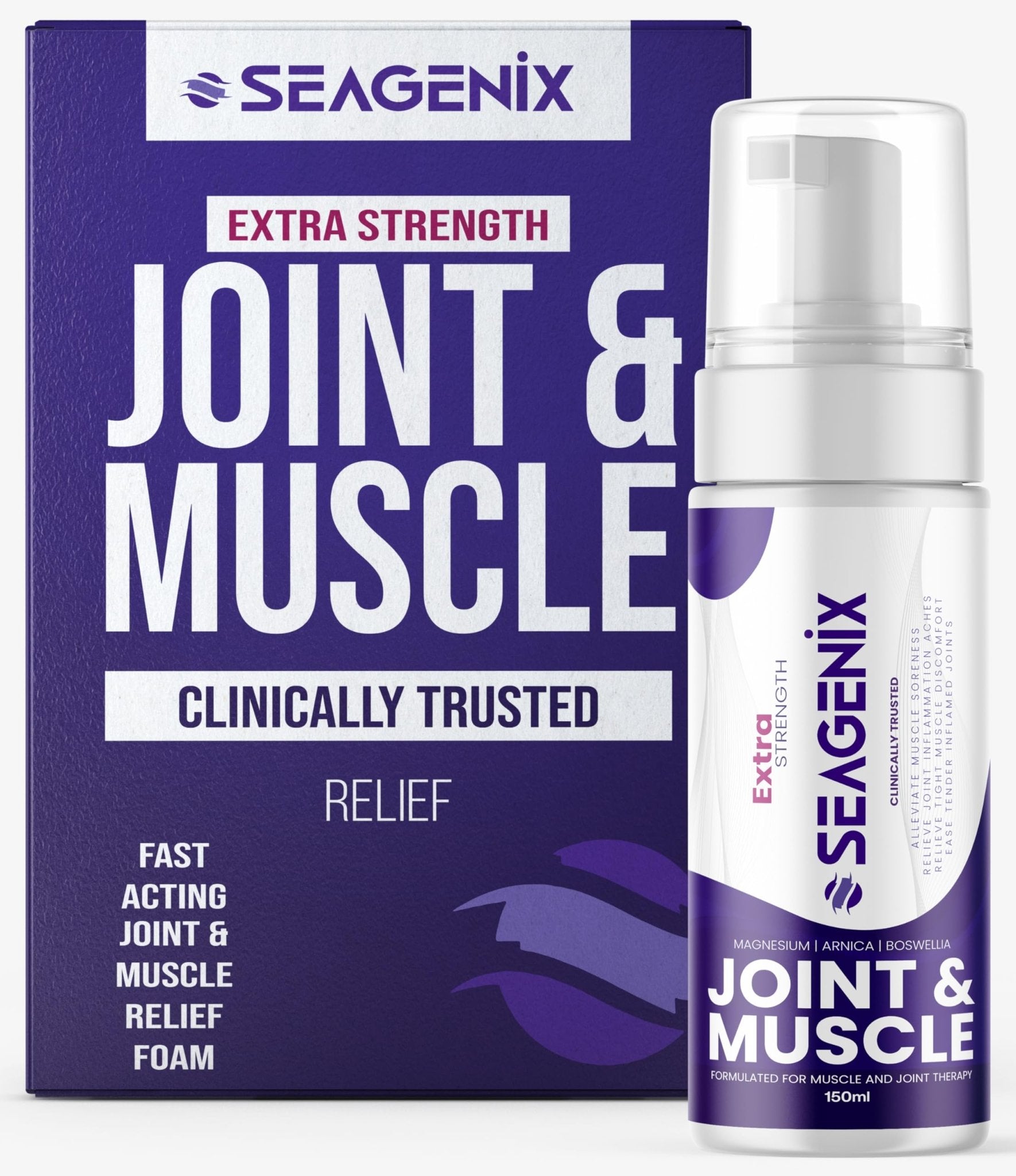 Seagenix Extra Strength Muscle + Joint Foam - Magnesium | Boswellia | Arnica | Formula - Joint and Muscle Relief – Ease Inflamed Joints and Muscles - All Natural – Joints + Muscle Relief - dailyvitalstore