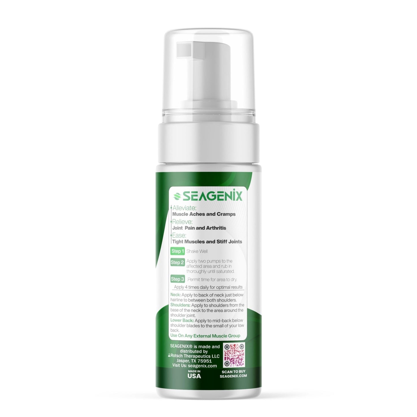 Seagenix Menthol Relief Muscle and Joint Foam - Magnesium Spray Menthol Formula - Joint and Muscle Relief – Relax Tight Muscles – Ease Muscle Cramps Fast - All Natural – Relief for Legs, Neck, Back. - dailyvitalstore