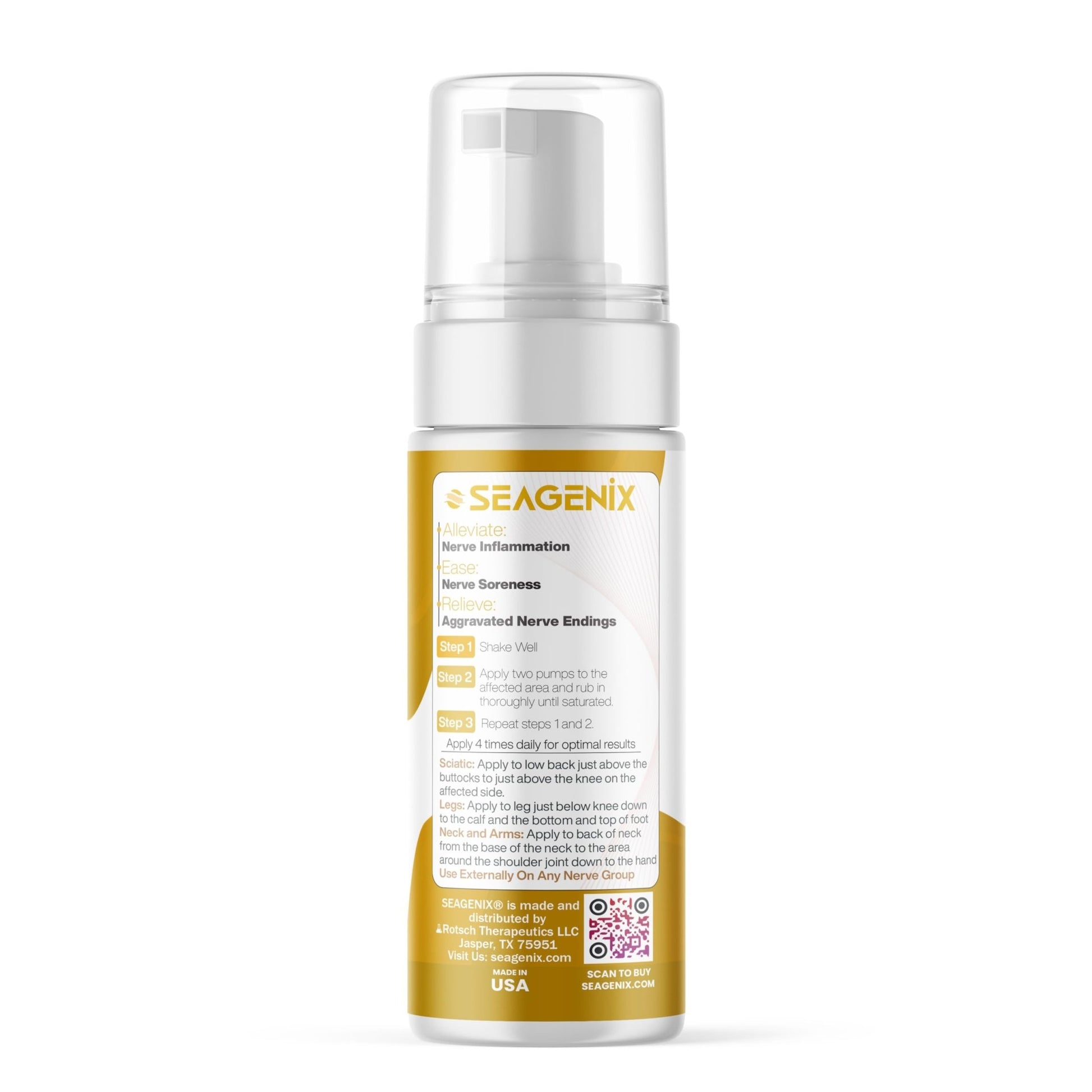 Seagenix Nerve Relief Muscle Foam - Nerve Spray Magnesium - Arnica - Boswellia - Menthol Formula - Nerve and Muscle Relief – Fast-Acting with Magnesium Sulfate - 150 ml - 1 Count - dailyvitalstore