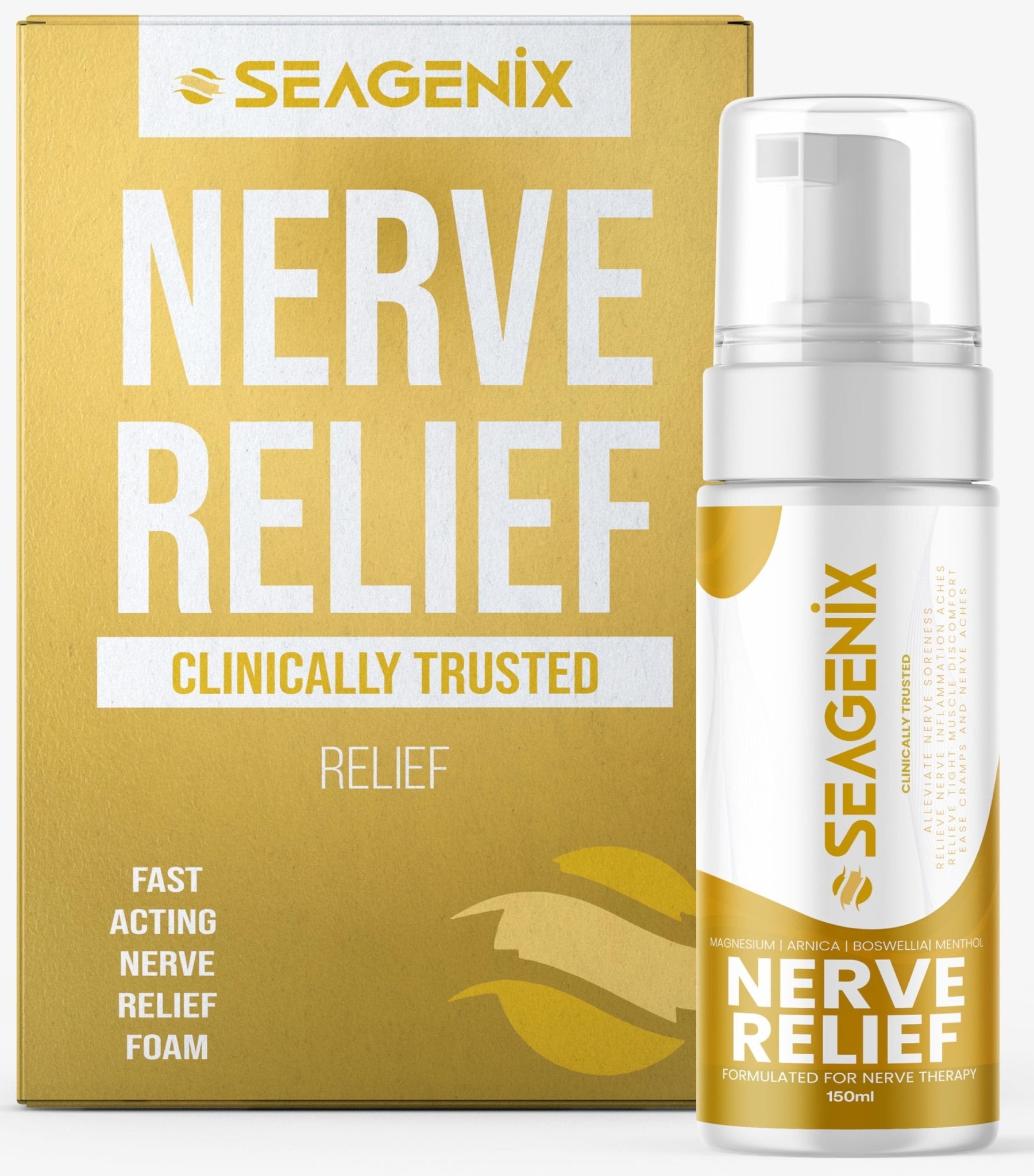 Seagenix Nerve Relief Muscle Foam - Nerve Spray Magnesium - Arnica - Boswellia - Menthol Formula - Nerve and Muscle Relief – Fast-Acting with Magnesium Sulfate - 150 ml - 1 Count - dailyvitalstore