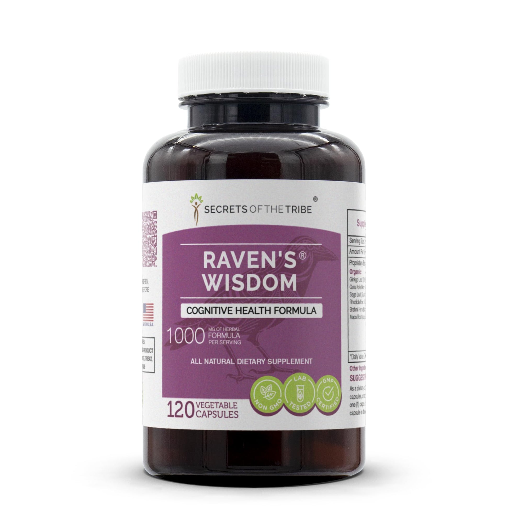 Secrets of the Tribe - Raven's Wisdom, Cognitive Health Formula, Herbal Supplement Blend (120 Capsules) - dailyvitalstore
