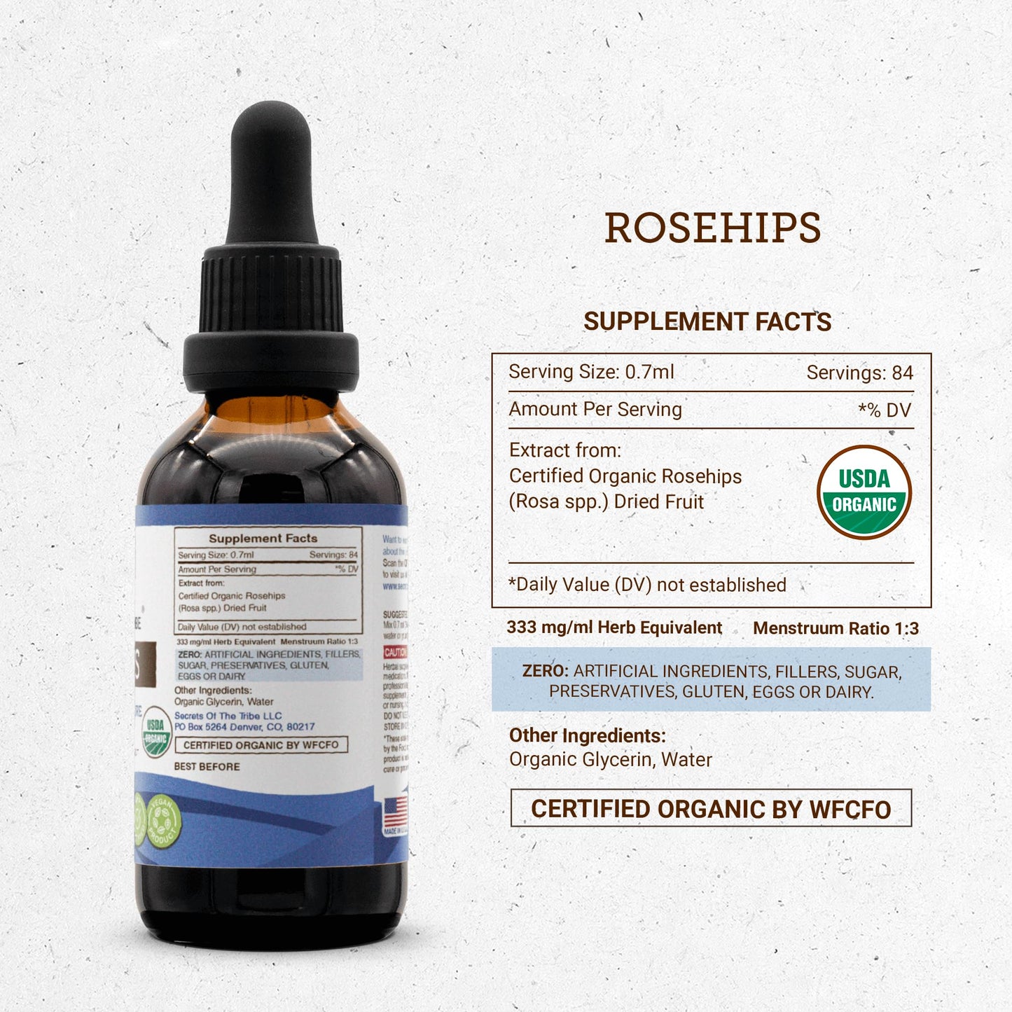 Secrets of the Tribe Rosehips USDA Organic | Alcohol-Free Extract, High-Potency Herbal Drops | Made from 100% Certified Organic Rosehips (Rosa spp.) Dried Fruit (2 oz) - dailyvitalstore
