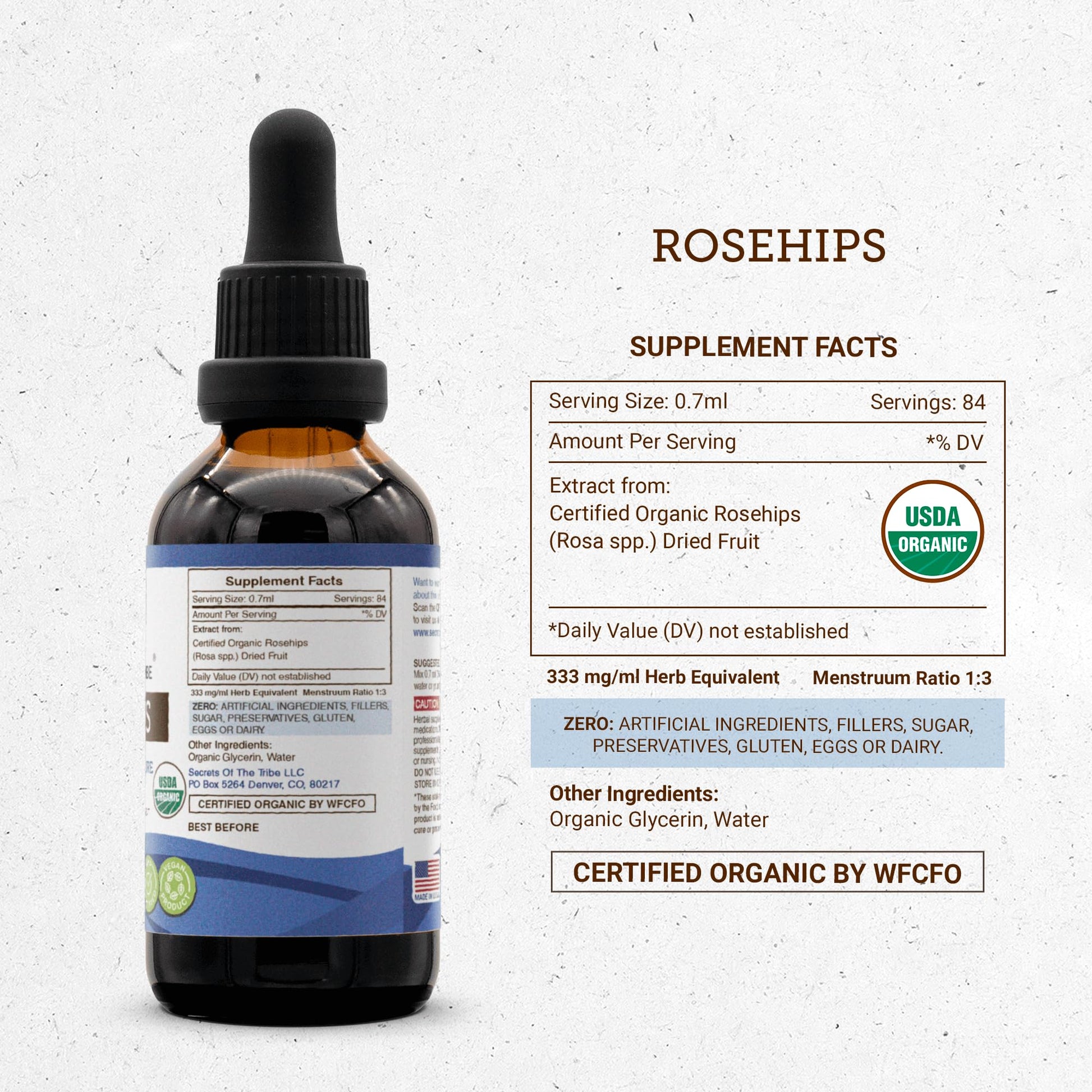 Secrets of the Tribe Rosehips USDA Organic | Alcohol-Free Extract, High-Potency Herbal Drops | Made from 100% Certified Organic Rosehips (Rosa spp.) Dried Fruit (2 oz) - dailyvitalstore