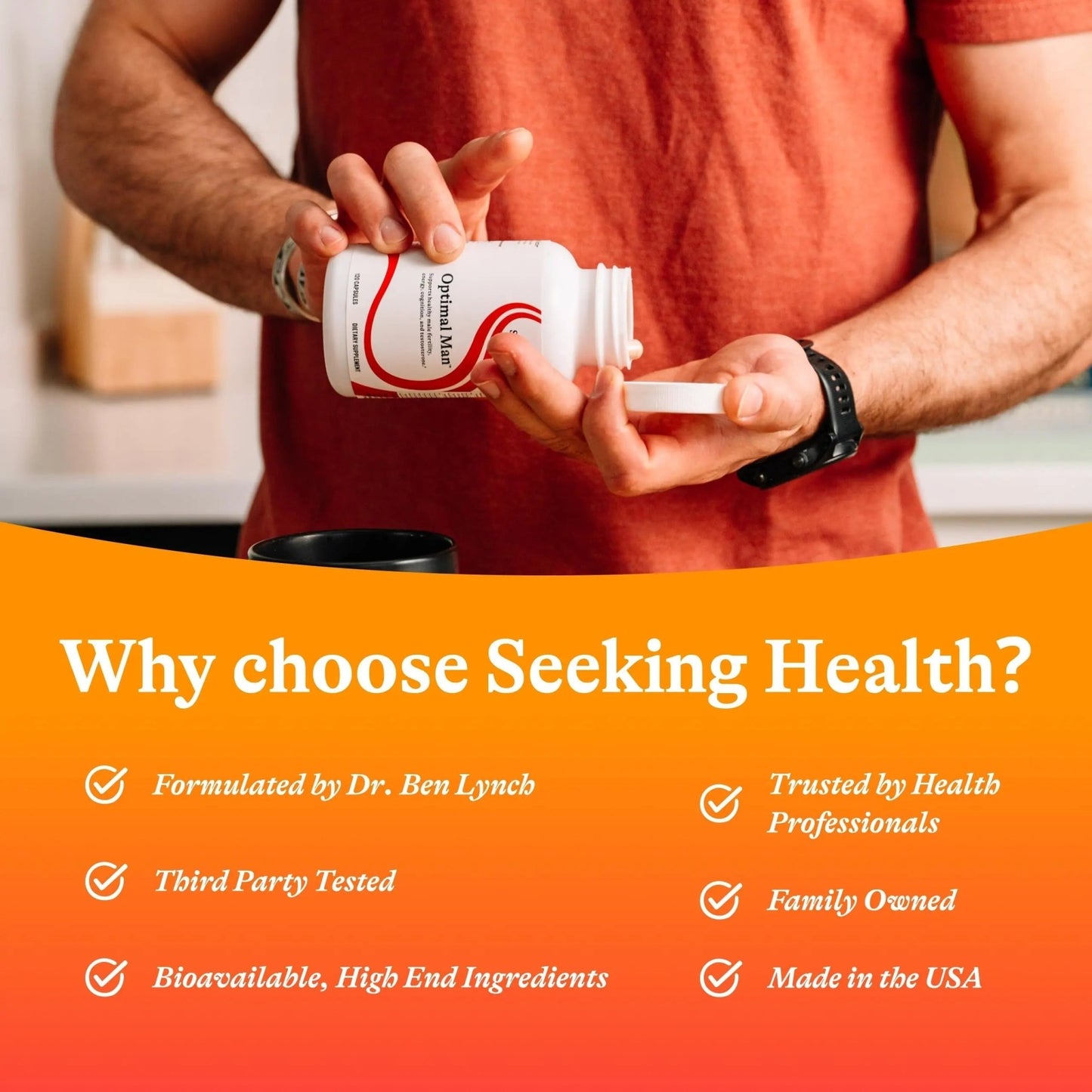 Seeking Health Optimal Man - Multivitamin Supplement with Zinc, Active Folate, & Alpha-Lipoic Acid - Multivitamin Supports Energy & Brain Health - Support Healthy Aging - dailyvitalstore