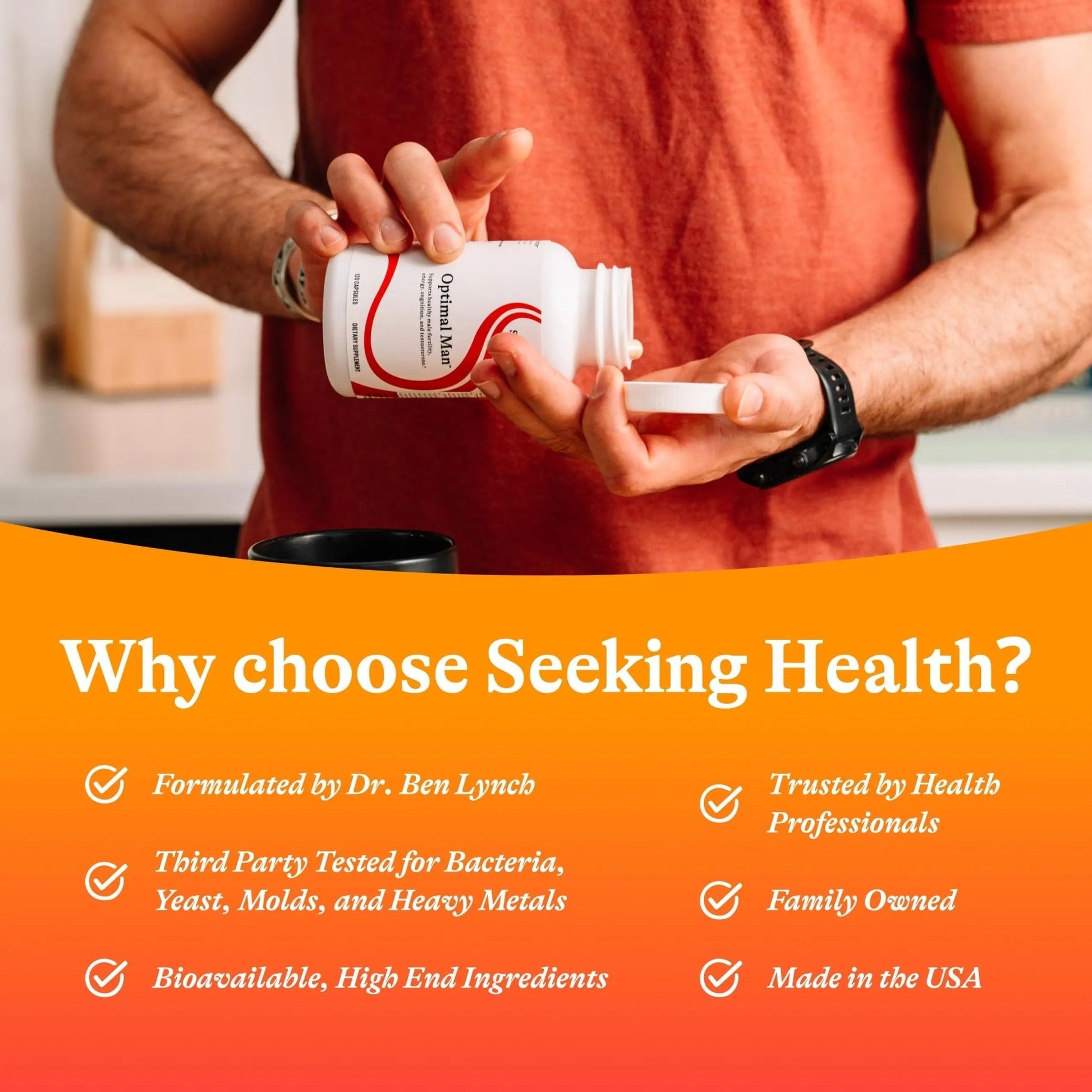 Seeking Health Optimal Man - Multivitamin Supplement with Zinc, Active Folate, & Alpha-Lipoic Acid - Multivitamin Supports Energy & Brain Health - Support Healthy Aging - dailyvitalstore