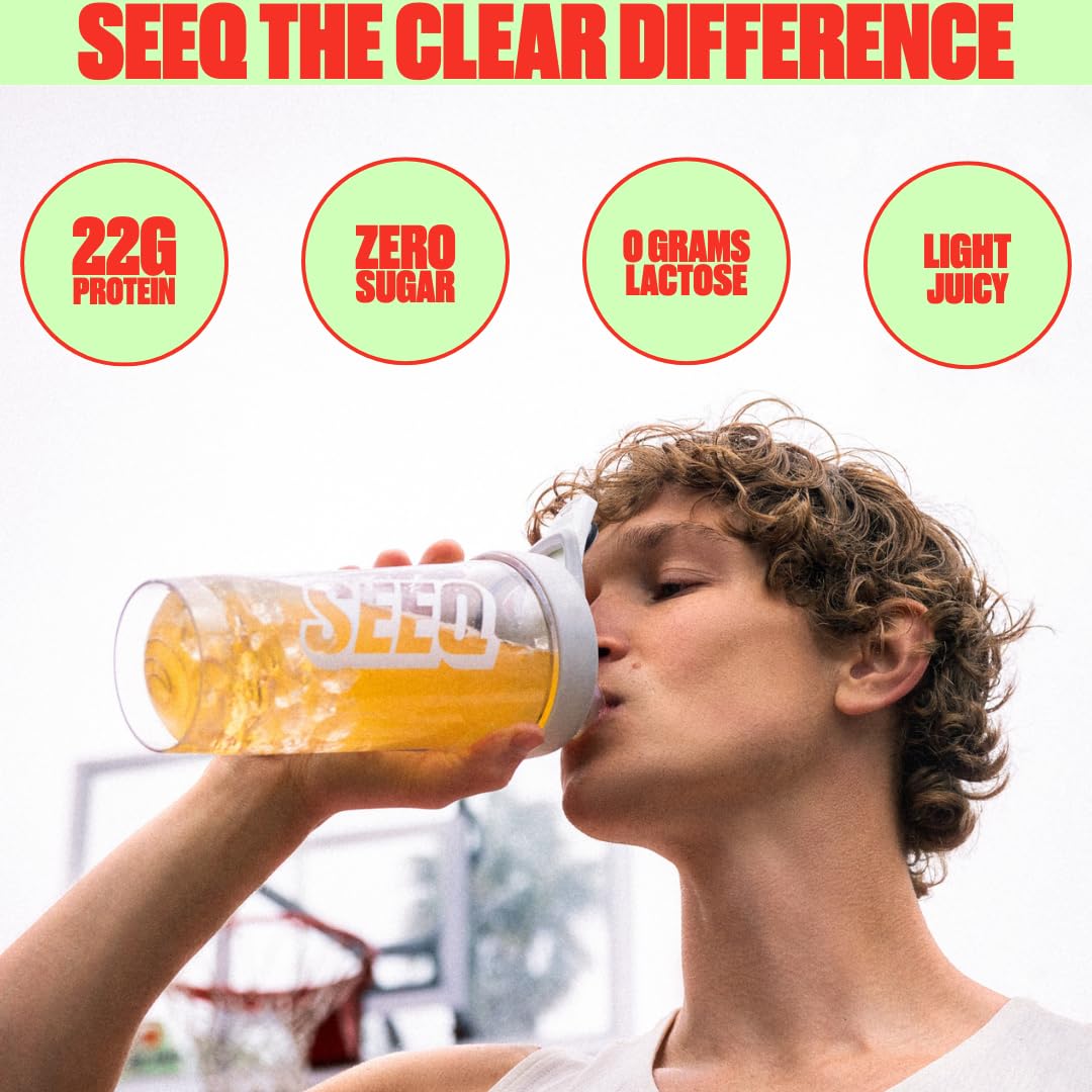 SEEQ Clear Protein Powder - Watermelon Wave - 22 Servings - 22g Clear Whey Protein Isolate - Zero Sugar - 0g Lactose - Allergen Friendly - GLP1 Support - Bone Health - dailyvitalstore