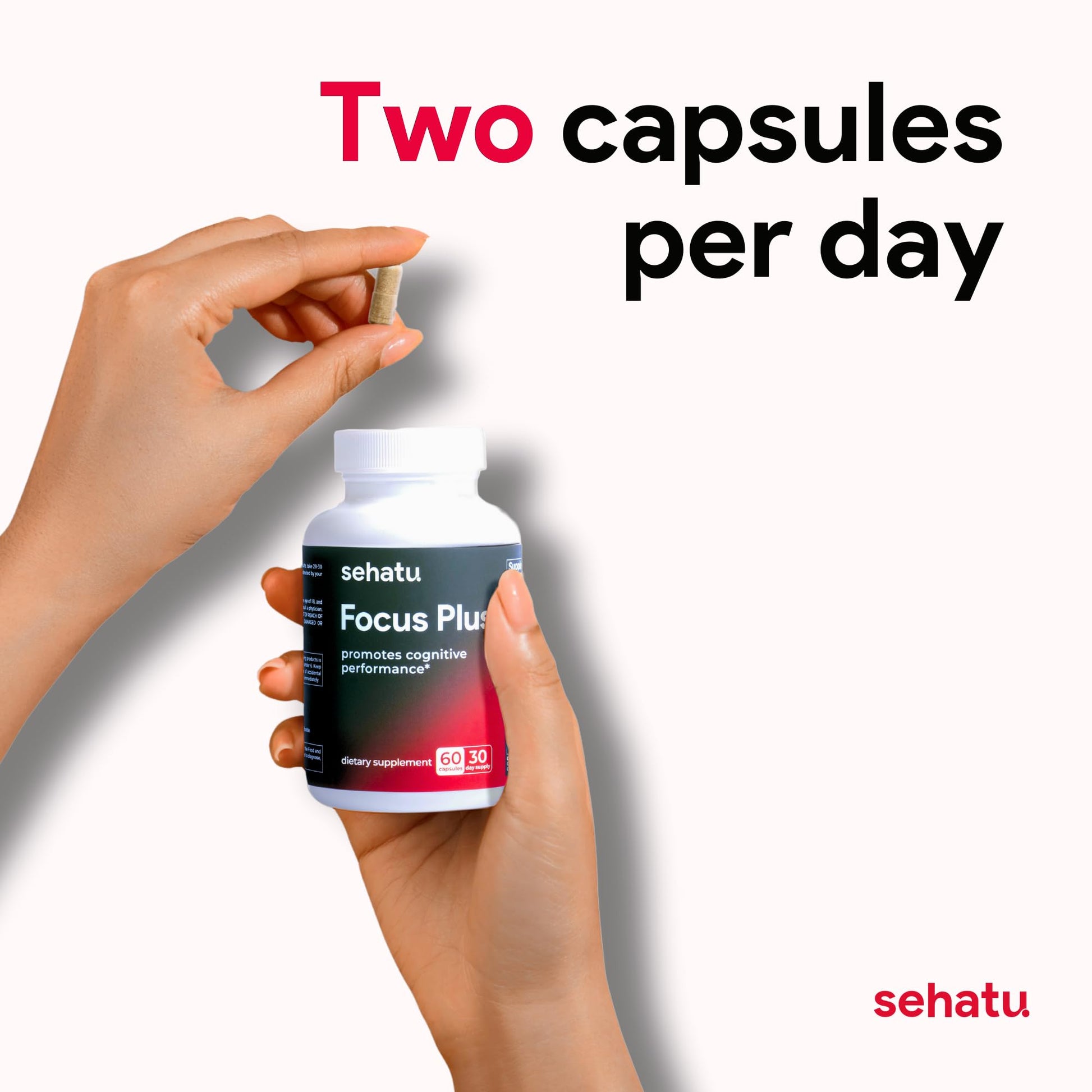 SEHATU Focus Plus Cognitive Performance Enhancer | with N-Acetyl L-Tyrosine, DMAE Bitartrate, GABA, Glutamic Acid | Boosts Focus, Enhances Memory, Supports Brain Health | 60 Count | 30 Day Supply - dailyvitalstore