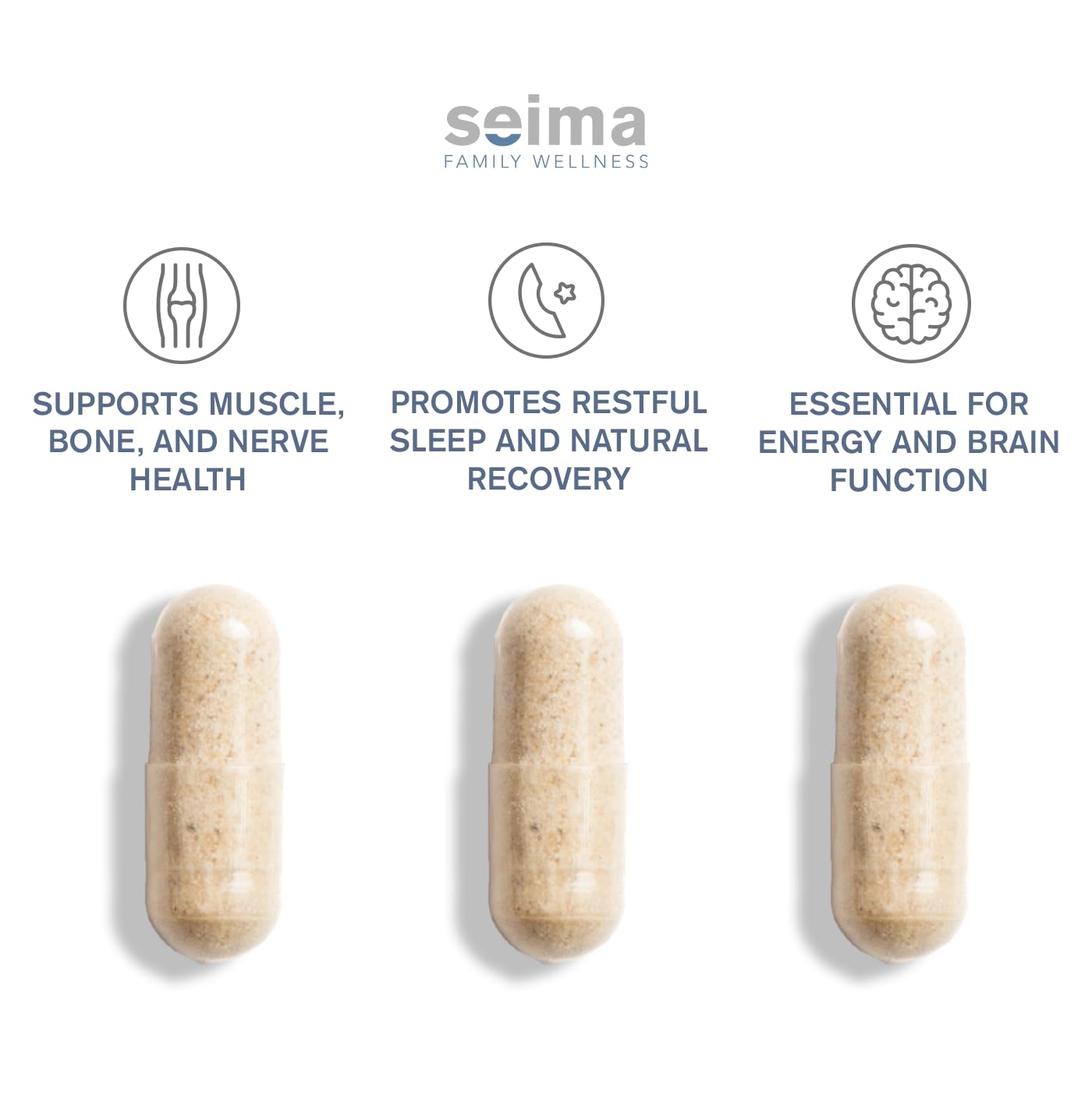 SEIMA - 4-in-1 Magnesium Complex – 1200 mg with Glycinate, Citrate, L-Threonate and Malate – Sleep, Stress Relief, Muscle Recovery, Energy and Well-Being for Women and Men, 90 Capsules - dailyvitalstore