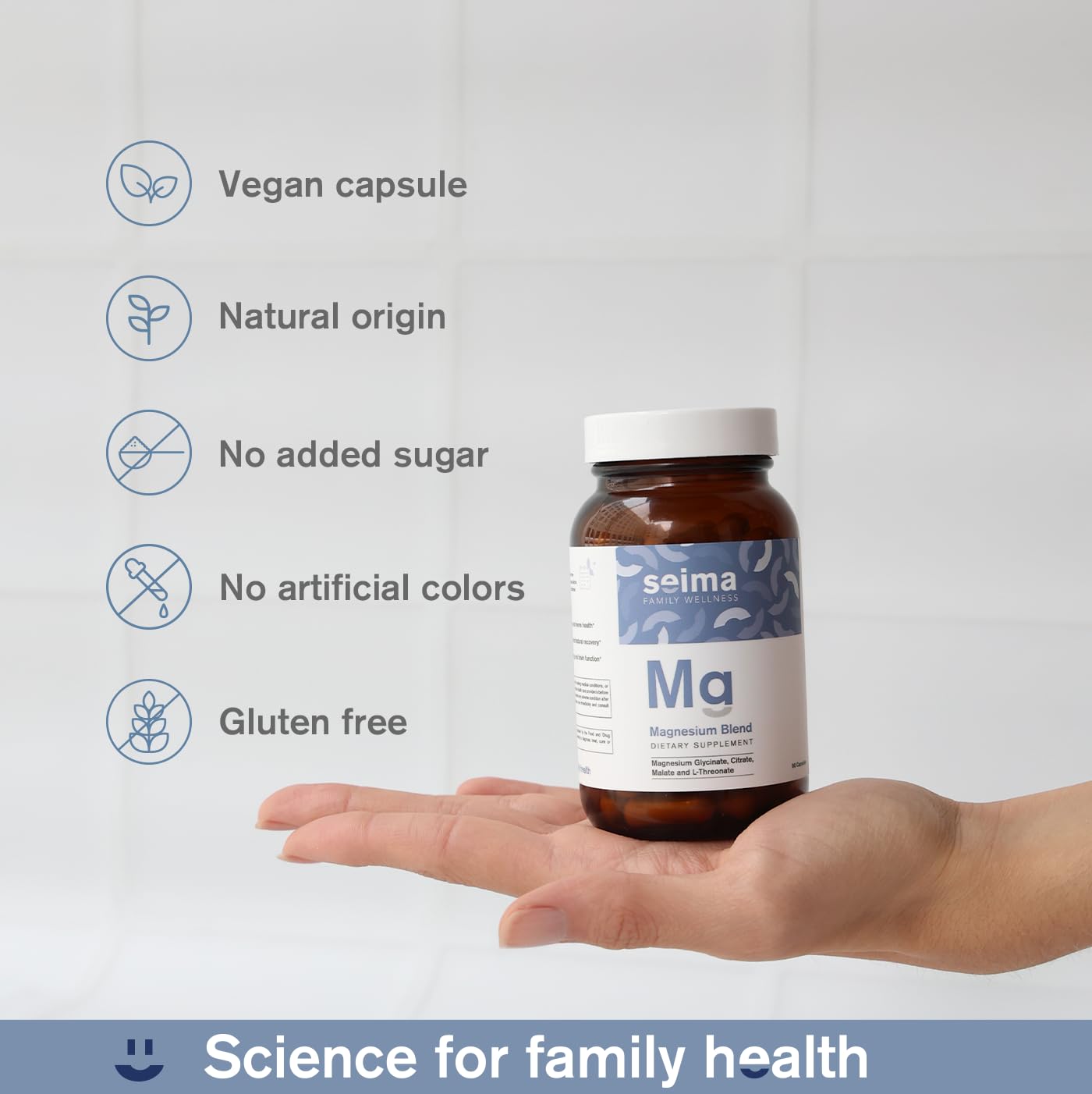SEIMA - 4-in-1 Magnesium Complex – 1200 mg with Glycinate, Citrate, L-Threonate and Malate – Sleep, Stress Relief, Muscle Recovery, Energy and Well-Being for Women and Men, 90 Capsules - dailyvitalstore