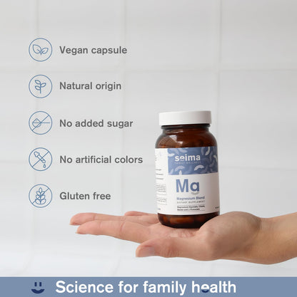 SEIMA - 4-in-1 Magnesium Complex – 1200 mg with Glycinate, Citrate, L-Threonate and Malate – Sleep, Stress Relief, Muscle Recovery, Energy and Well-Being for Women and Men, 90 Capsules - dailyvitalstore
