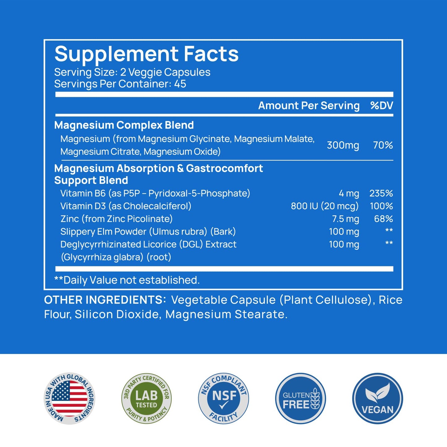 Selerb Magnesium Complex for Women and Men-Glycinate,Malate,Citrate,Oxide Supports Calm, Sleep, Muscle & Energy with D3, B6, Zinc, Slippery Elm & DGL Gentle on Stomach 90 Capsules - dailyvitalstore
