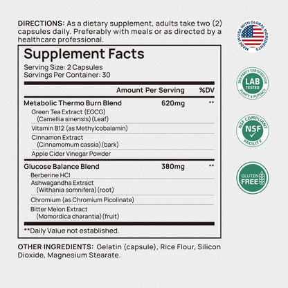 Selerb Metaburn Weight Loss Pills for Women & Men - Appetite Suppressant & Fat Burner, Metabolism Support Weight Loss Supplement with Berberine - dailyvitalstore