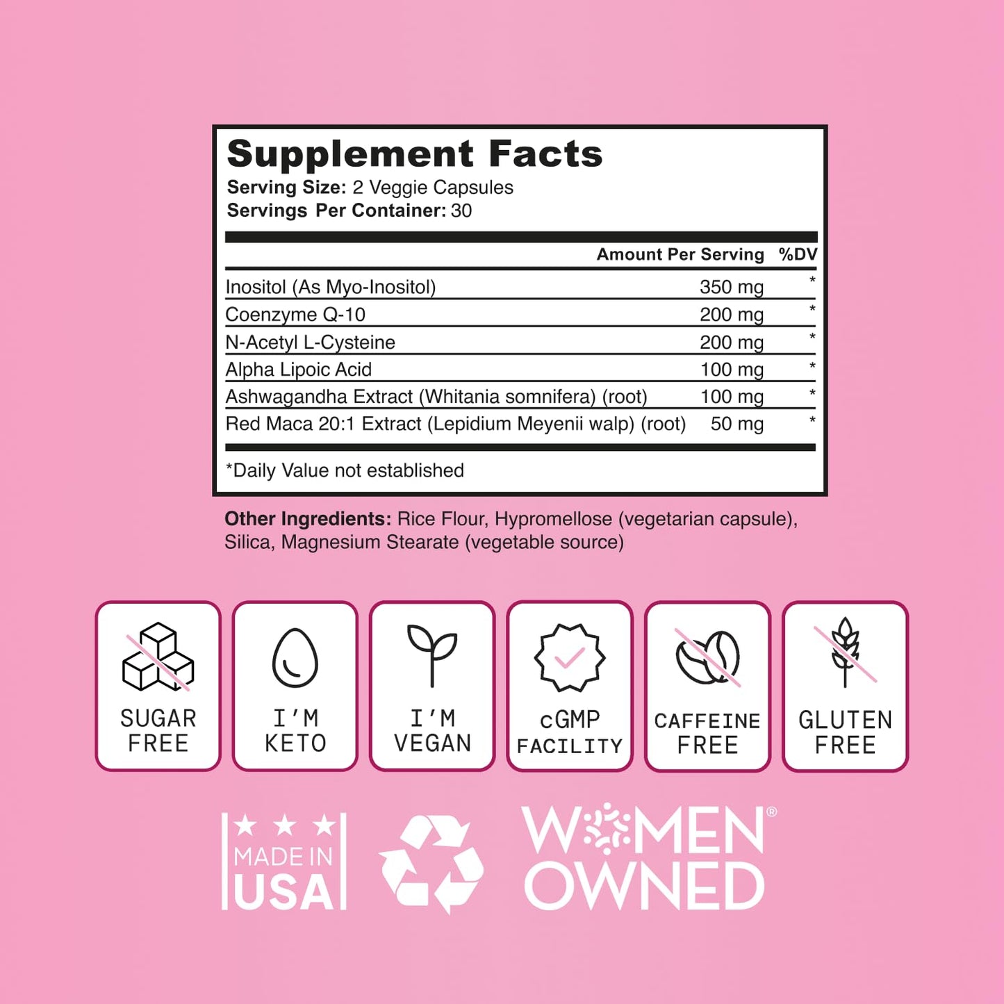 SELF NUTRITION Fertility Support for Women | Conception for Her, Coenzyme Q10, Ashwagandha, Myo-Inositol & More| Support Cycle Regularity & Ovulation| Vegan, Non-GMO, USA Made-60 Capsules - dailyvitalstore