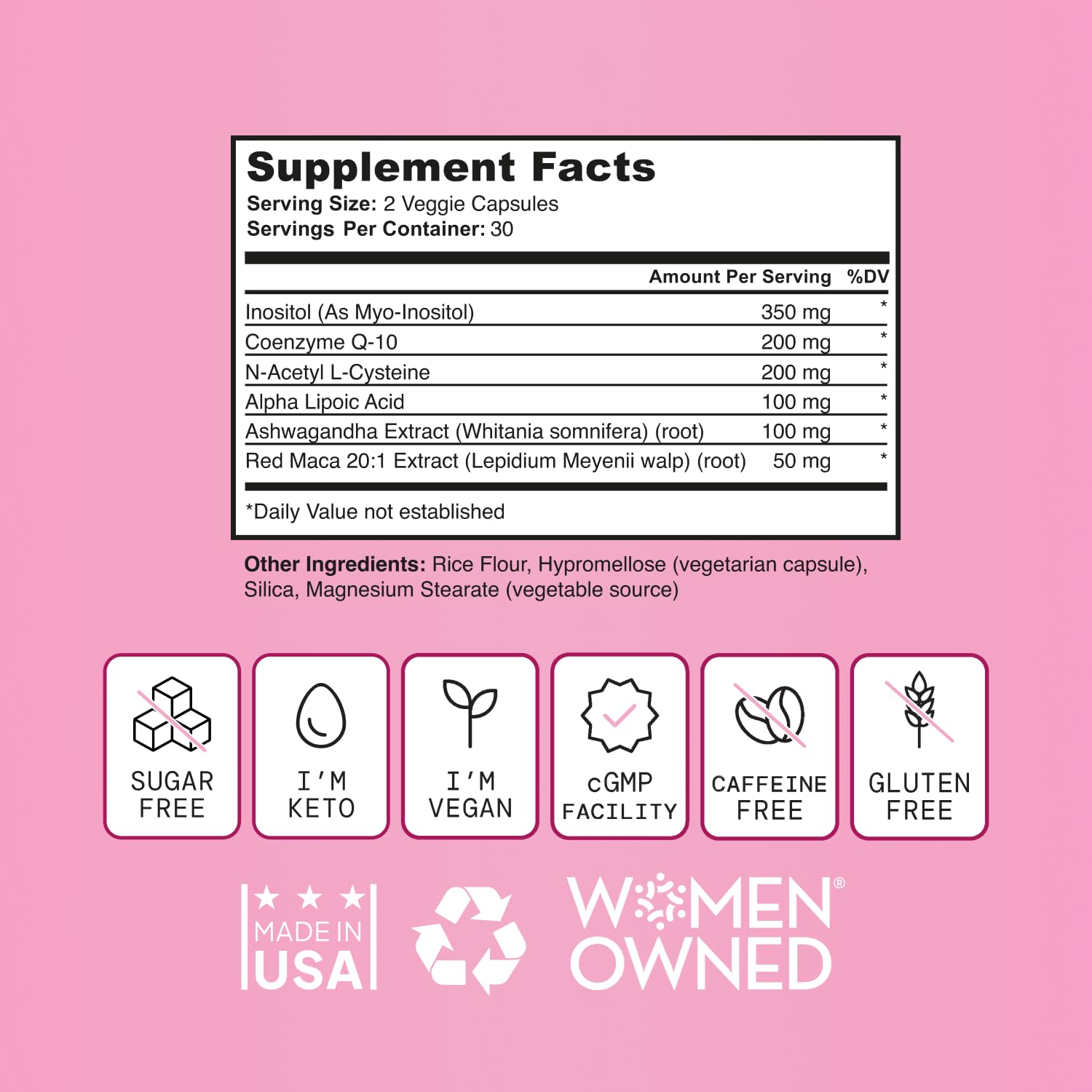 SELF NUTRITION Fertility Support for Women | Conception for Her, Coenzyme Q10, Ashwagandha, Myo-Inositol & More| Support Cycle Regularity & Ovulation| Vegan, Non-GMO, USA Made-60 Capsules - dailyvitalstore