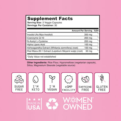SELF NUTRITION Fertility Support for Women | Conception for Her, Coenzyme Q10, Ashwagandha, Myo-Inositol & More| Support Cycle Regularity & Ovulation| Vegan, Non-GMO, USA Made-60 Capsules - dailyvitalstore