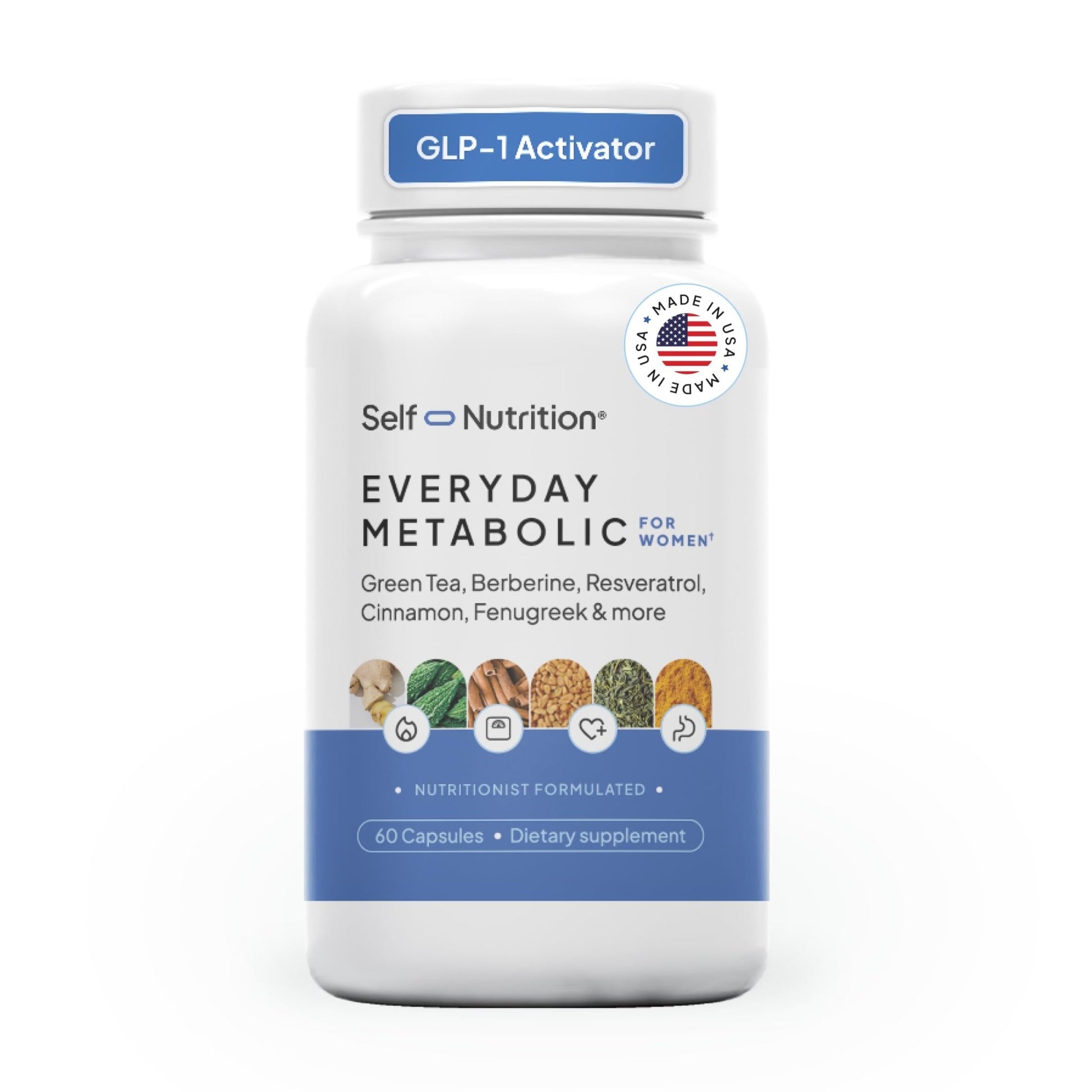 SELF NUTRITION Natural Supplement for Women – Third-Party Tested - Metabolism & Appetite Support with Berberine, Green Tea, Cinnamon & Resveratrol - dailyvitalstore