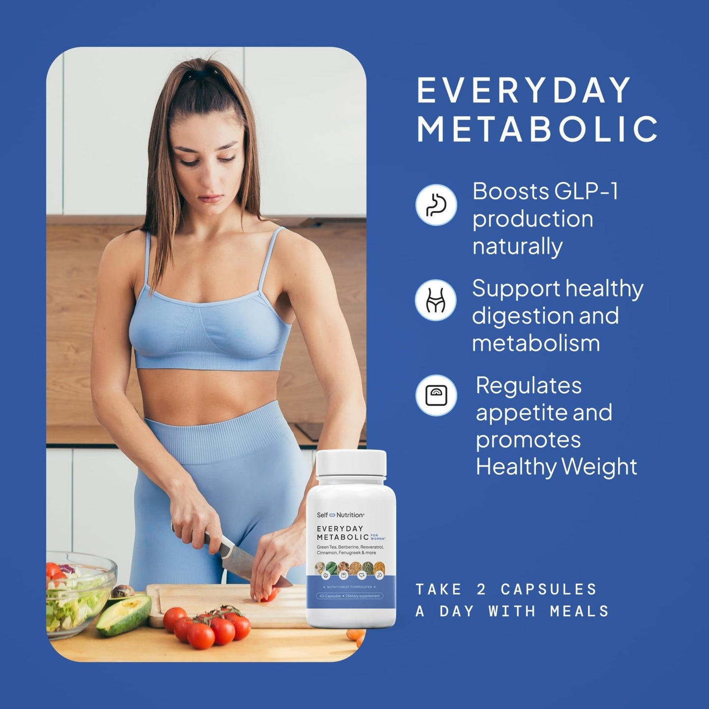 SELF NUTRITION Natural Supplement for Women – Third-Party Tested - Metabolism & Appetite Support with Berberine, Green Tea, Cinnamon & Resveratrol - dailyvitalstore