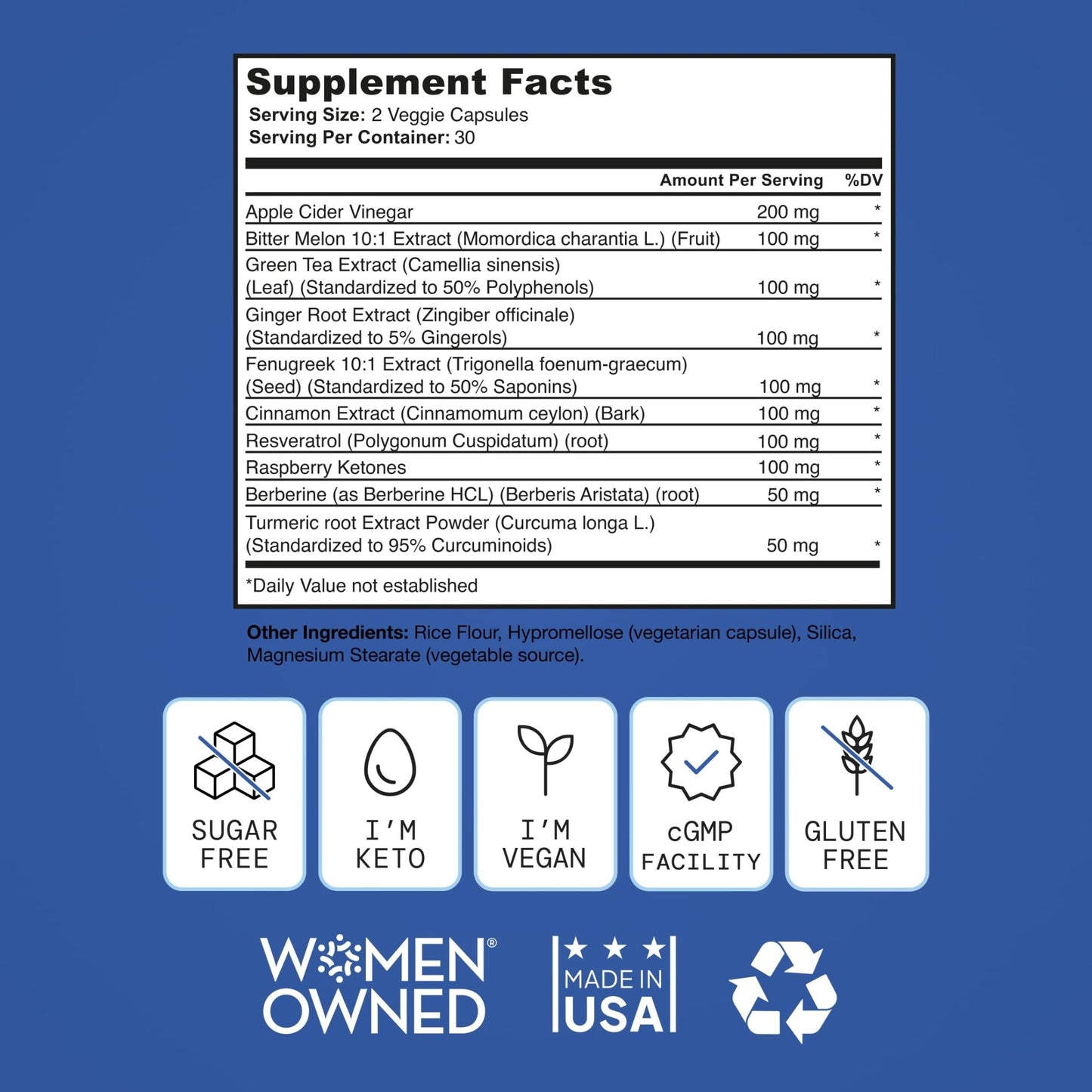 SELF NUTRITION Natural Supplement for Women – Third-Party Tested - Metabolism & Appetite Support with Berberine, Green Tea, Cinnamon & Resveratrol - dailyvitalstore