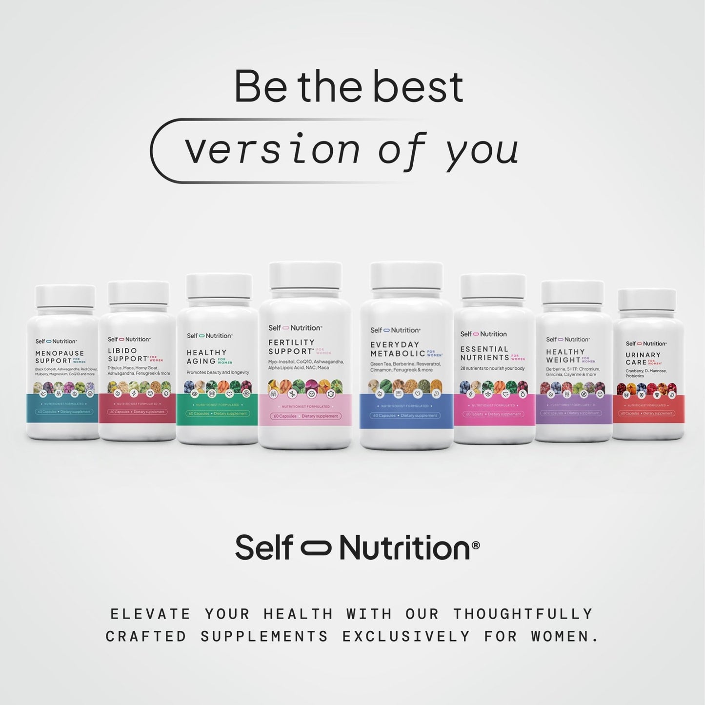 SELF NUTRITION Vegan Multivitamins for Women - Once Daily - 28 Nutrients - Boost Energy, Sleep, Hair, Skin, Nails & Reduce Cravings - Keto, Vegan, Gluten Free, Made in USA, 2-Months Supply - dailyvitalstore