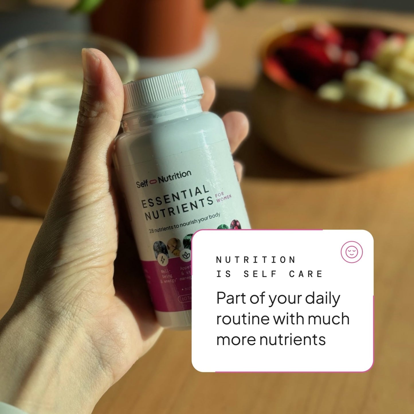 SELF NUTRITION Vegan Multivitamins for Women - Once Daily - 28 Nutrients - Boost Energy, Sleep, Hair, Skin, Nails & Reduce Cravings - Keto, Vegan, Gluten Free, Made in USA, 2-Months Supply - dailyvitalstore
