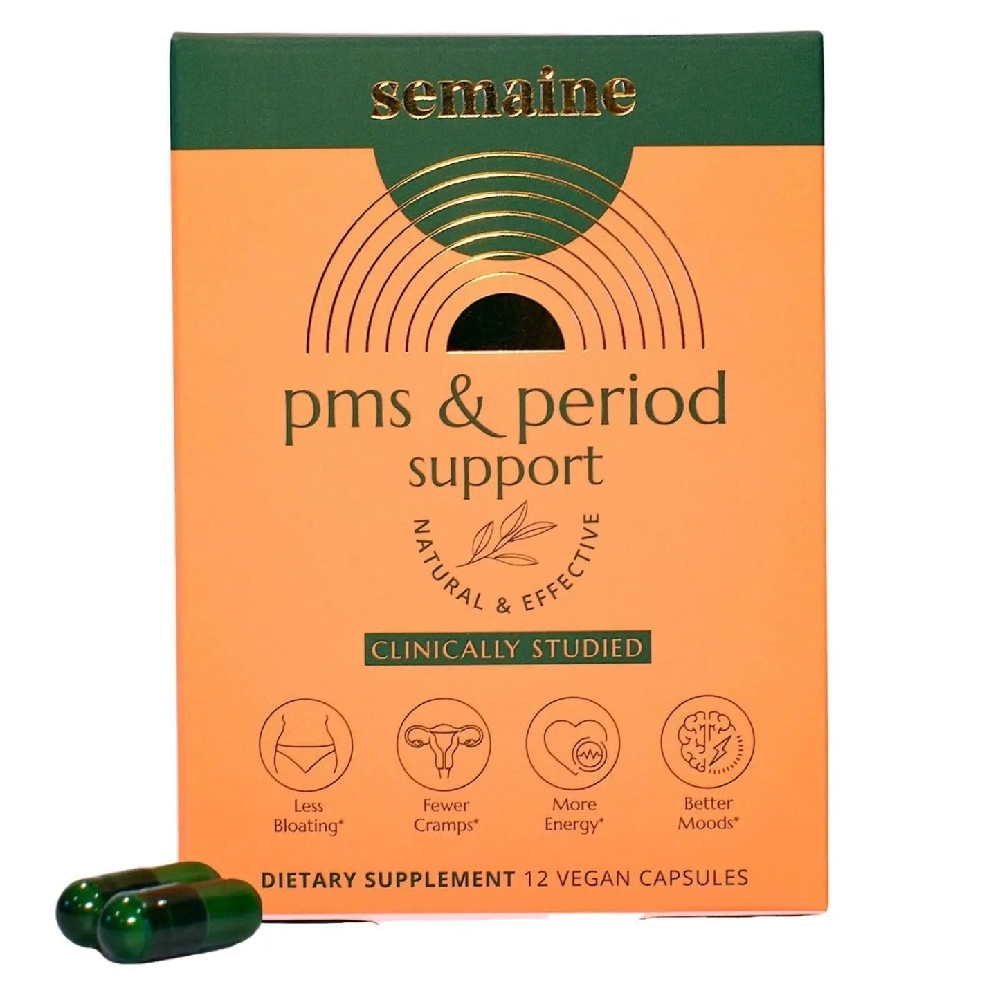 Semaine PMS & Period Relief - Menstrual Cramp Relief: No More Period Cramps, Mood Swings, or Bloating. PMS Supplement for Happy Hormones and Period Relief. (12 Count) - dailyvitalstore