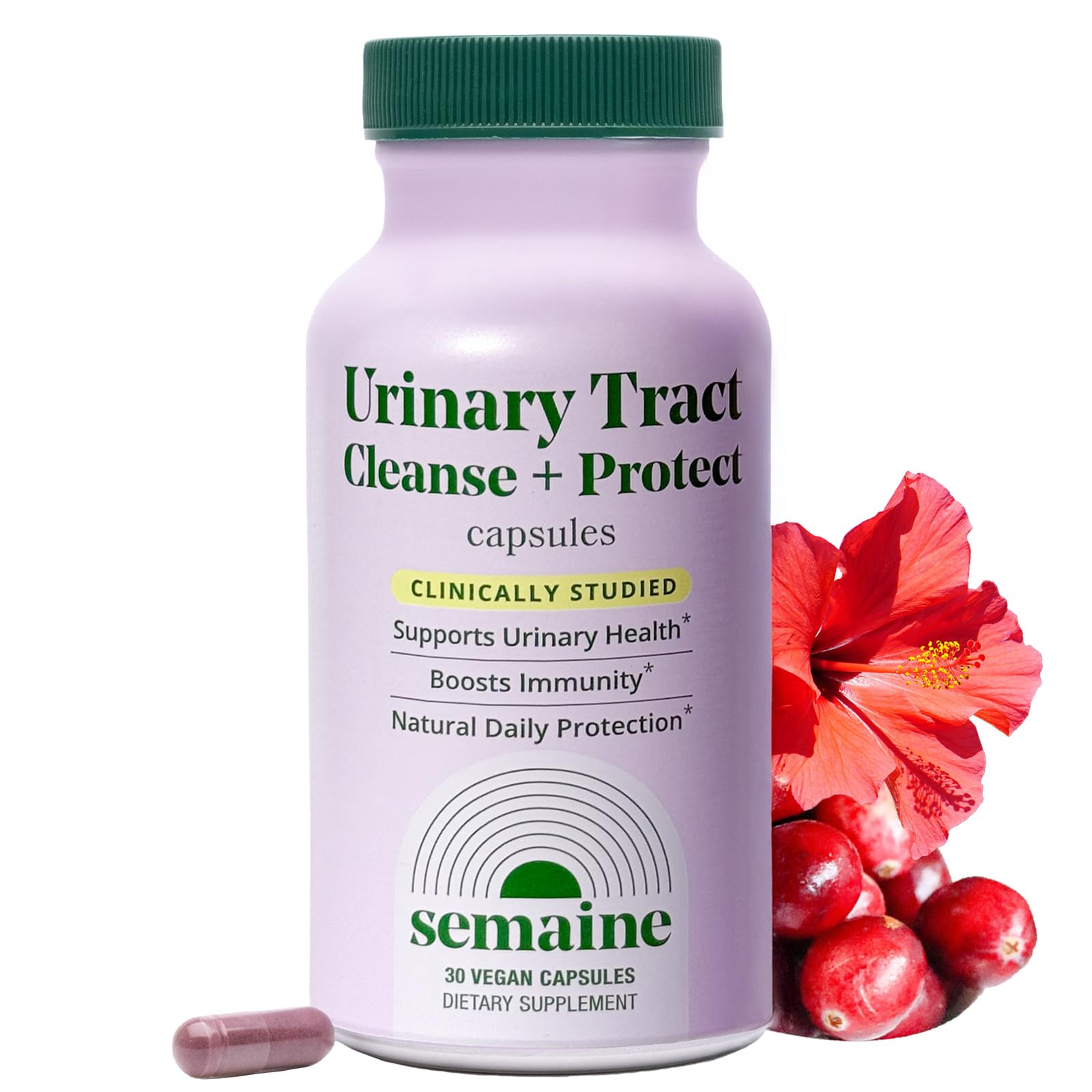 Semaine Urinary Tract Cleanse & Protect – 30 ct, Bladder Support Supplement for Women, Flushes Urinary Tract. Combines Cranberry Proanthocyanidins with Hibiscus. - dailyvitalstore