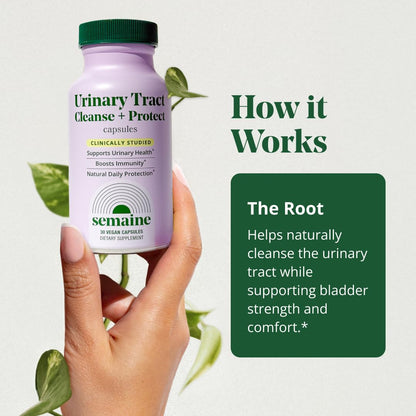 Semaine Urinary Tract Cleanse & Protect – 30 ct, Bladder Support Supplement for Women, Flushes Urinary Tract. Combines Cranberry Proanthocyanidins with Hibiscus. - dailyvitalstore