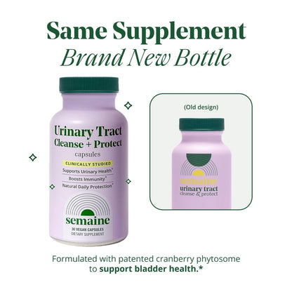 Semaine Urinary Tract Cleanse & Protect – 30 ct, Bladder Support Supplement for Women, Flushes Urinary Tract. Combines Cranberry Proanthocyanidins with Hibiscus. - dailyvitalstore