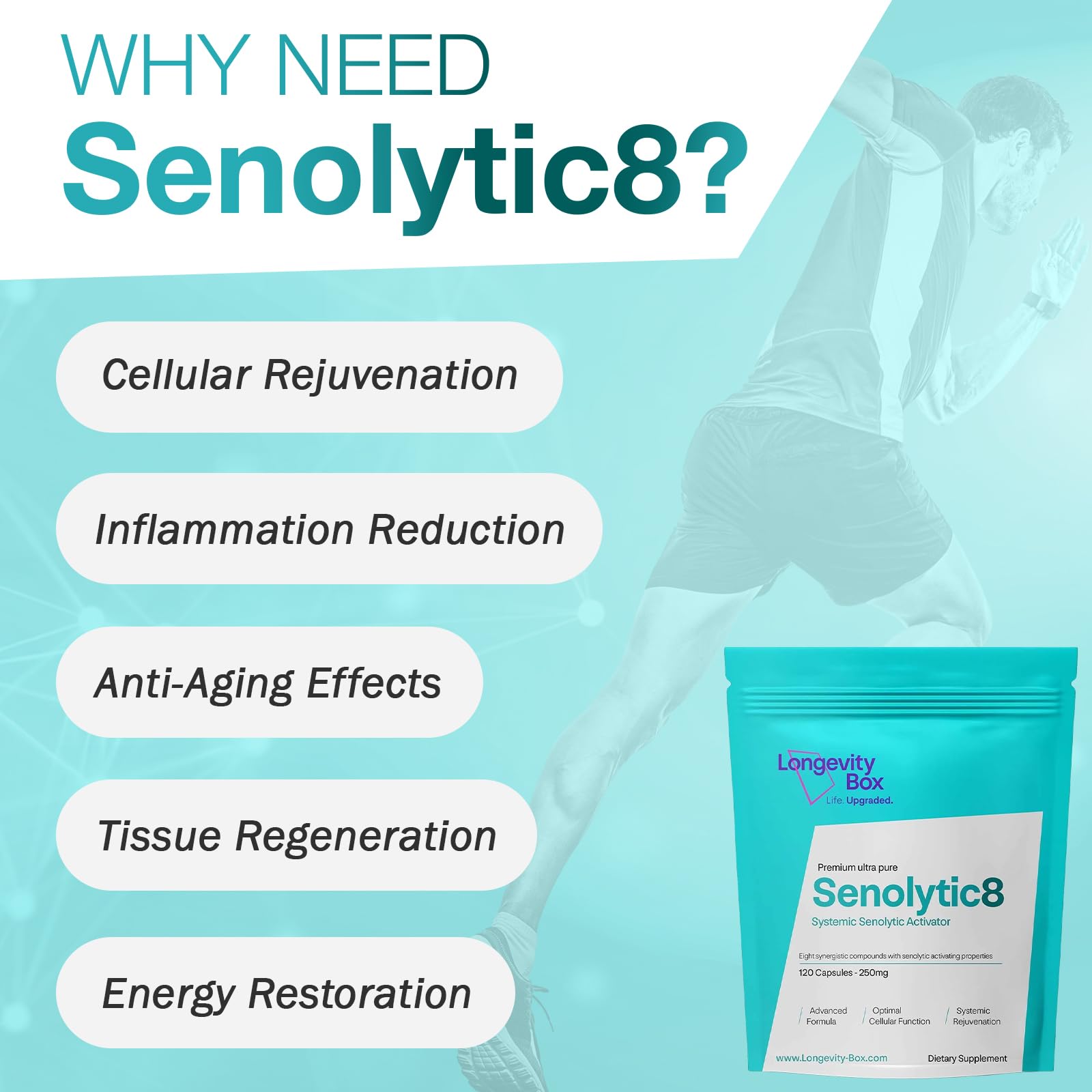Senolytic Anti-Aging Supplement | Fisetin, Quercetin,NAC, Gamma Tocotrienols | 8-in-1 Cellular Regeneration & Longevity Formula | Boost Energy, Mental Clarity & Healthspan | 120 Vegan Capsules - dailyvitalstore