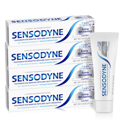 Sensodyne Extra Whitening Sensitive Teeth and Cavity Prevention Whitening Toothpaste, Amazon Exclusive, Cool Mint, Amazon Exclusive - dailyvitalstore