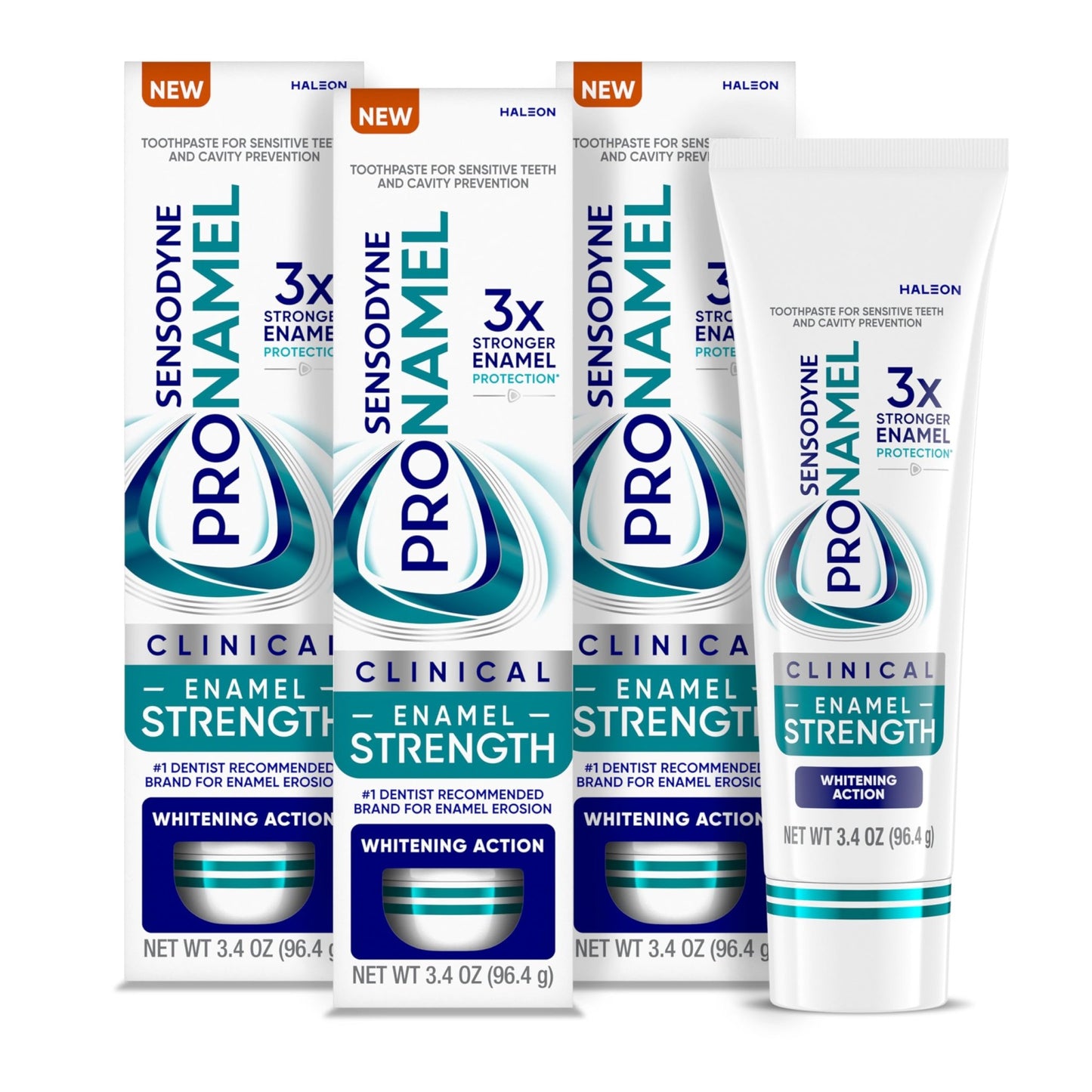 Sensodyne Pronamel Clinical Enamel Strengthening Toothpaste, Whitening Action, 3.4 oz (3 Pack) - dailyvitalstore