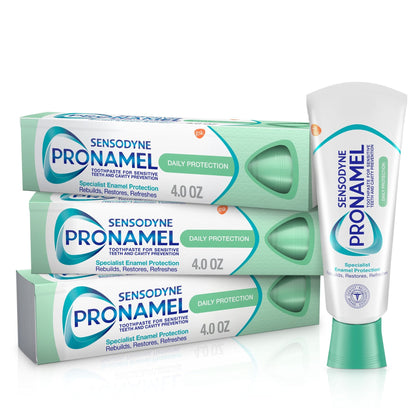 Sensodyne Pronamel Daily Protection Enamel Toothpaste for Sensitive Teeth, Mint Essence - 4 oz (Pack of 3) - dailyvitalstore