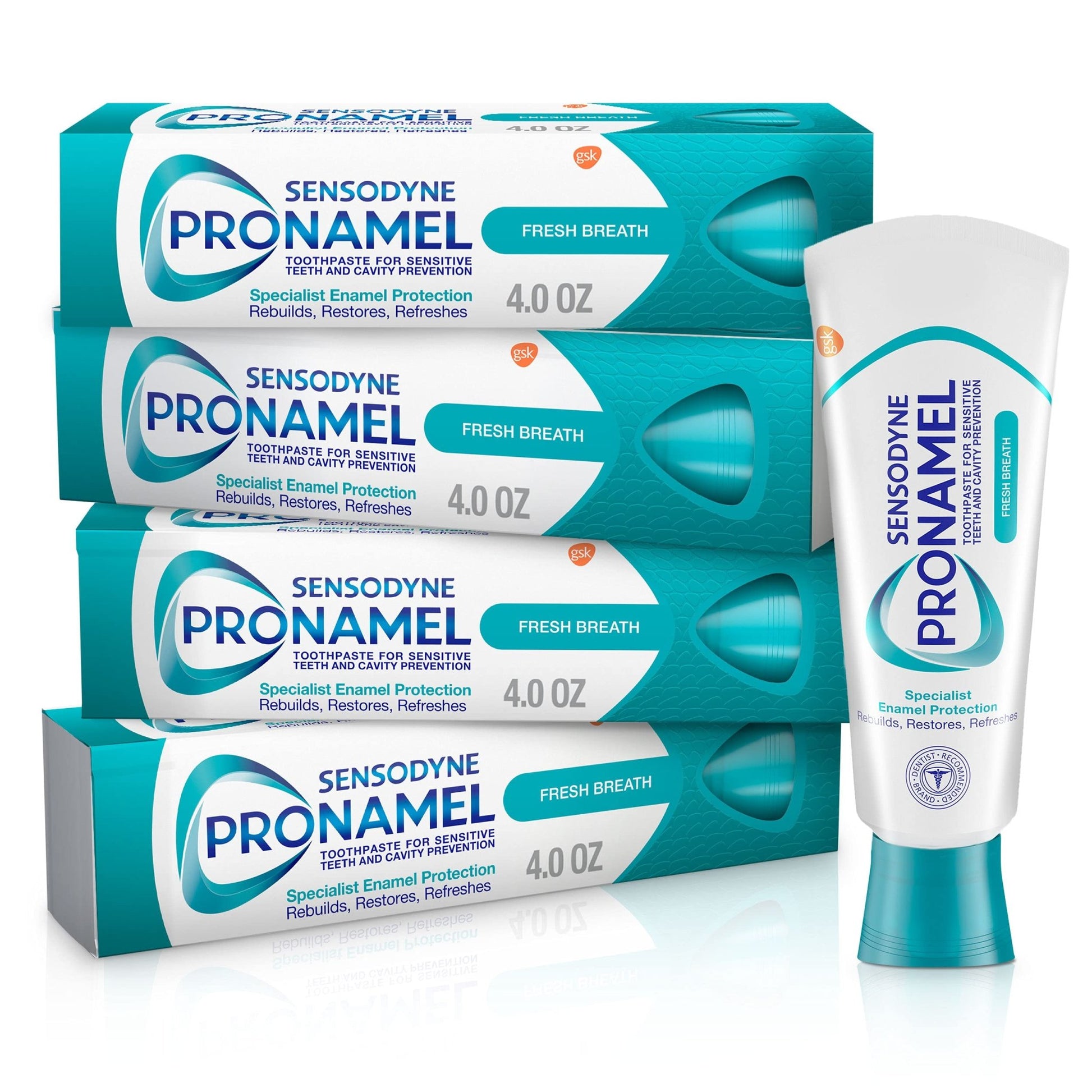 Sensodyne Pronamel Fresh Breath Enamel Toothpaste for Sensitive Teeth and Cavity Protection, Fresh Wave - 4 oz (4 Pack) - dailyvitalstore