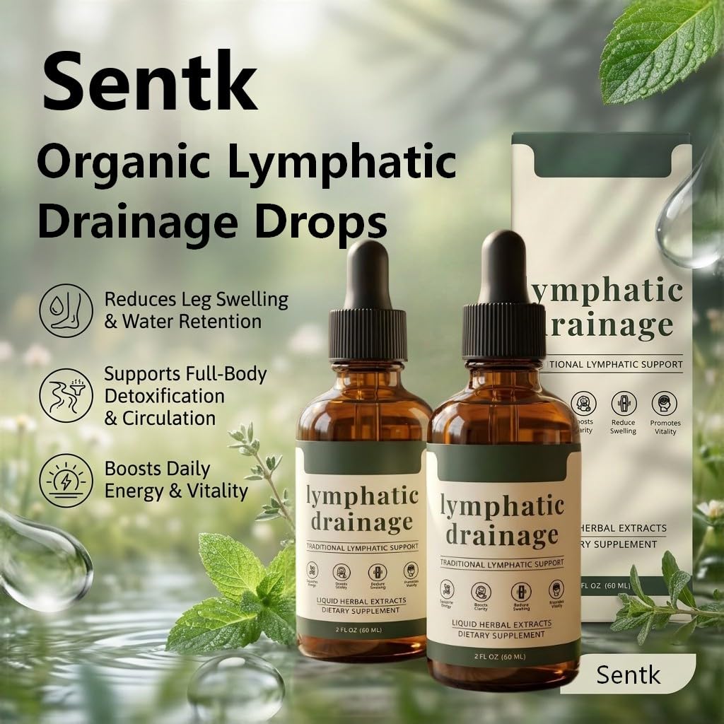 Sentk Organic Lymphatic Drainage Drops, Liposomal Herbal Blend – Supports Lymph System, Reduces Swelling, Boosts Immunity & Vitality, Enhance Clarity, Portable Dropper Design, 2 fl oz (2 Pack) - dailyvitalstore