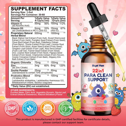 SEPT YAN 22 in 1 Parasite Cleanse for Humans & Kids, Herbal Gut Cleanse Liquid Drops with Wormwood, Black Walnut, Clove, Chlorella, Oregano, - dailyvitalstore