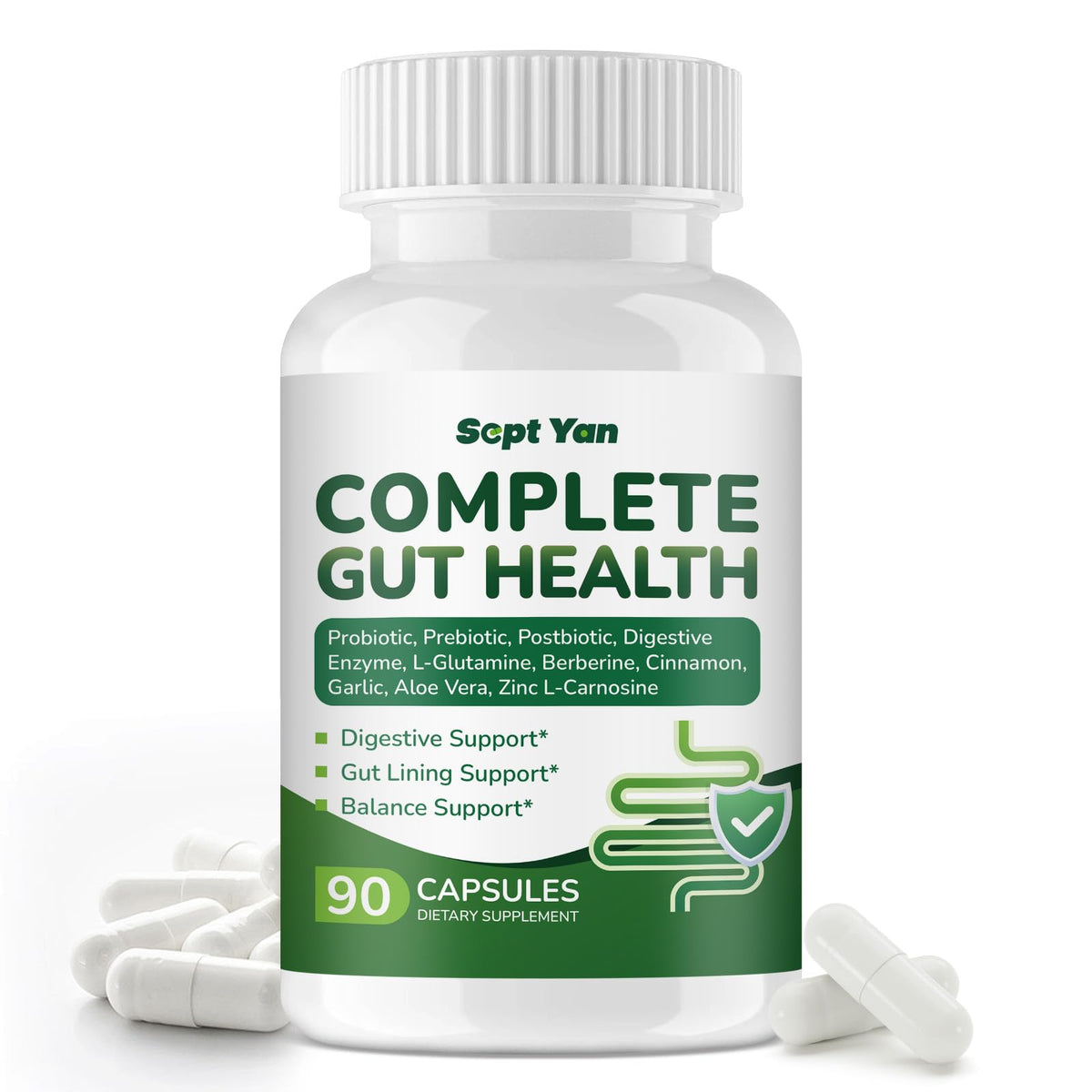SEPT YAN Gut Health Supplement with Prebiotics, Postbiotics & Probiotics for Digestive Health for Women & Men, 80 Billion CFU Probiotics for Gut and Digestion - dailyvitalstore