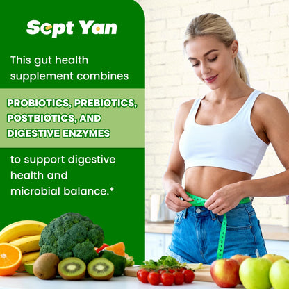 SEPT YAN Gut Health Supplement with Prebiotics, Postbiotics & Probiotics for Digestive Health for Women & Men, 80 Billion CFU Probiotics for Gut and Digestion - dailyvitalstore