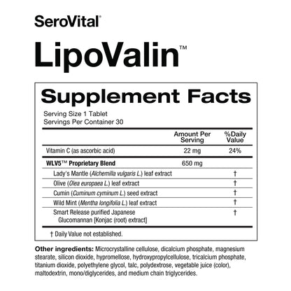 Serovital LipoValin Clinically Validated Pills for Women Diet Pill, Appetite Suppressant, Stimulant-Free Weight Loss Supplement - 30 Count (30 Tablets) - dailyvitalstore