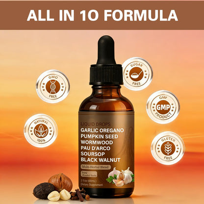 SERSANVE Natural Black Walnut Wormwood Gut Cleanse | Black Walnut Clove Drops with Pumpkin Seed, PAU D’Arco, Soursop, Garlic and Oregano | Vegan, Alcohol-Free Formula for Digestion Support, 2 fl oz - dailyvitalstore