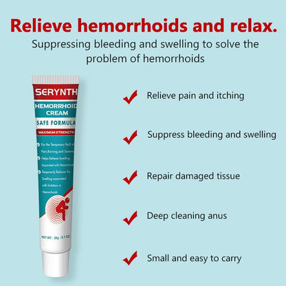 SERYNTH Hemorrhoid and Anal Fissure Ointment, Hemorrhoid Treatment, Fast Relief from Swelling, Pain, Itching, Burning (20g) - dailyvitalstore