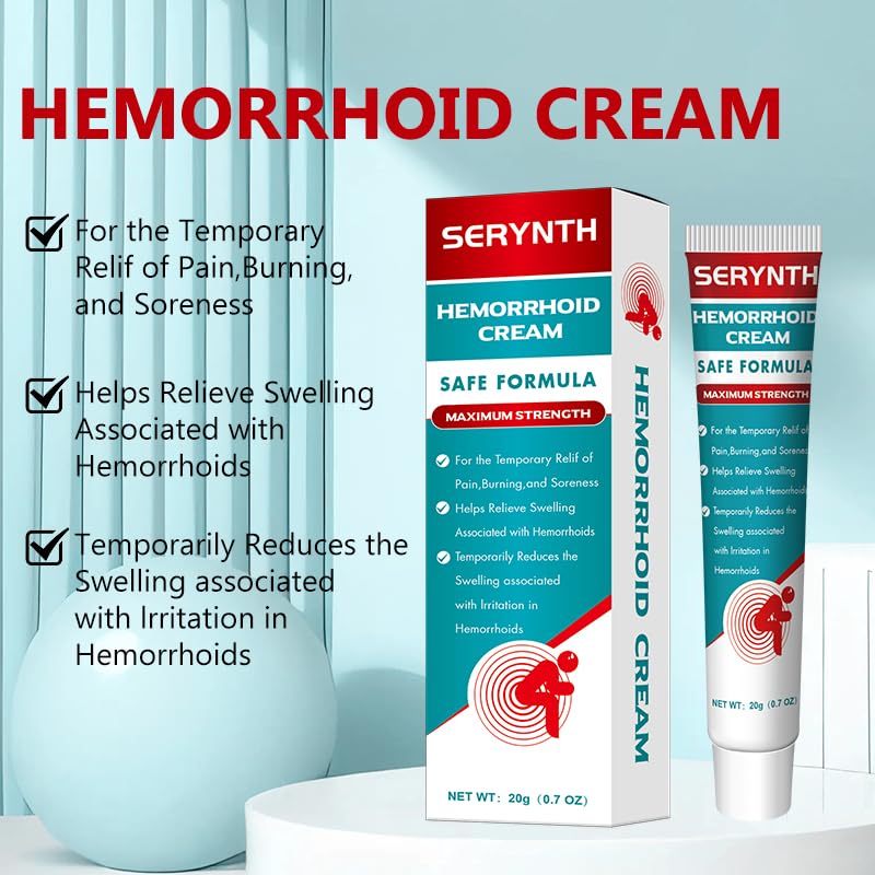 SERYNTH Hemorrhoid and Anal Fissure Ointment, Hemorrhoid Treatment, Fast Relief from Swelling, Pain, Itching, Burning (20g) - dailyvitalstore